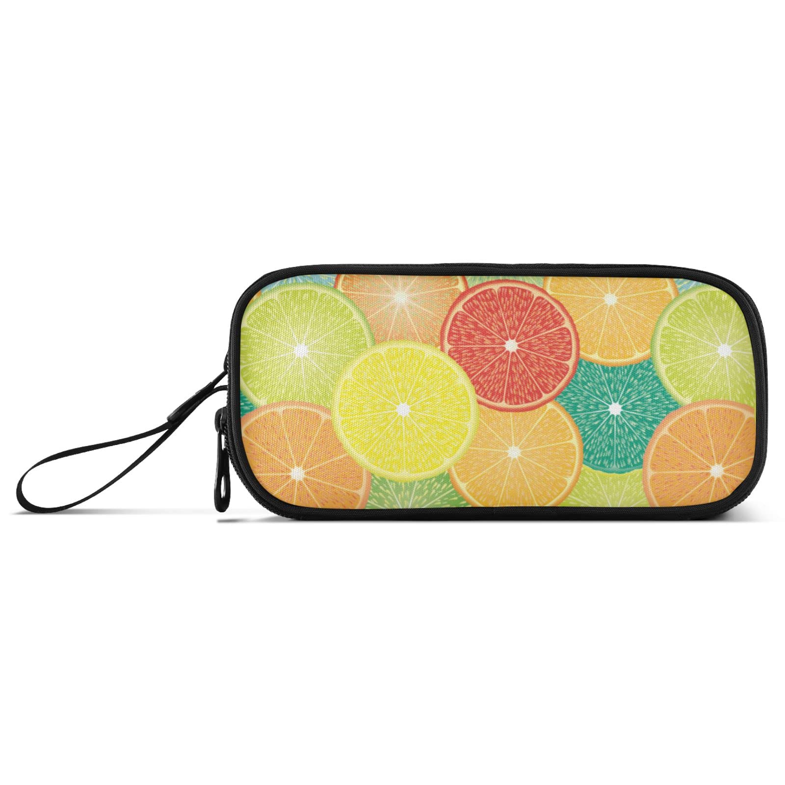 Linqin Bright Grapefruit Large Pencil Case - 3 Compartment School & Office Stationery Organizer - Big Capacity Pencil Bag for Students, Teachers & Professionals - Perfect for Classroom, Work & Travel Use