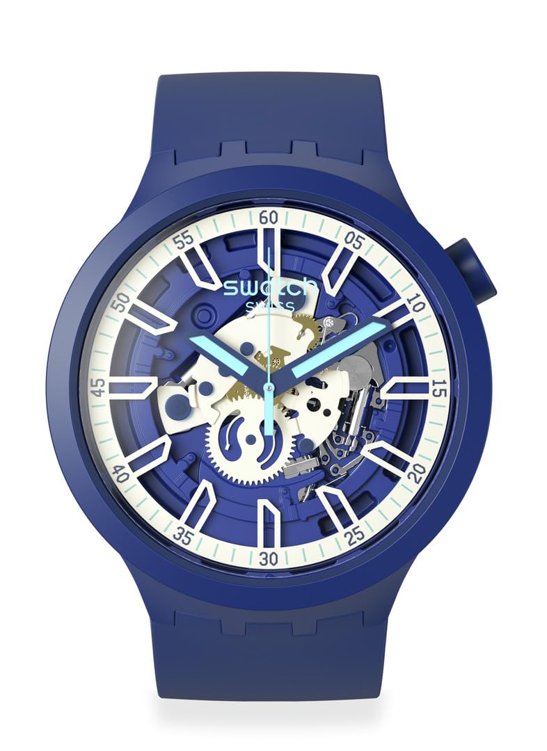 Swatch ISWATCH BLUE Unisex Watch - Water Resistant, Stainless Steel Case, Silicone Band (Model: SB01N102) | Perfect for Everyday Wear, Sports & Casual Outfits