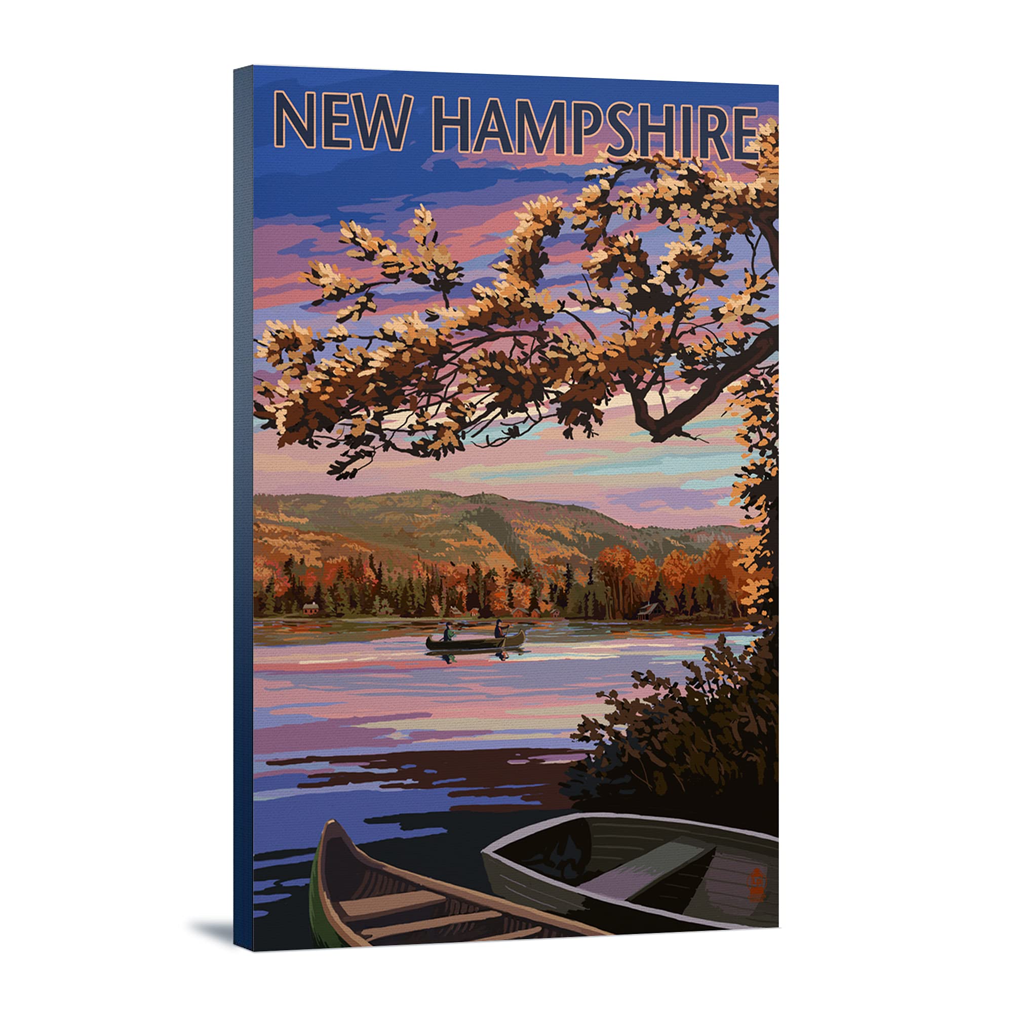 Lantern Press New Hampshire Lake at Dusk - 16x24 Wrapped Canvas Wall Art for Living Room, Bedroom & Office Decor - Nature Landscape Painting for Home & Commercial Spaces