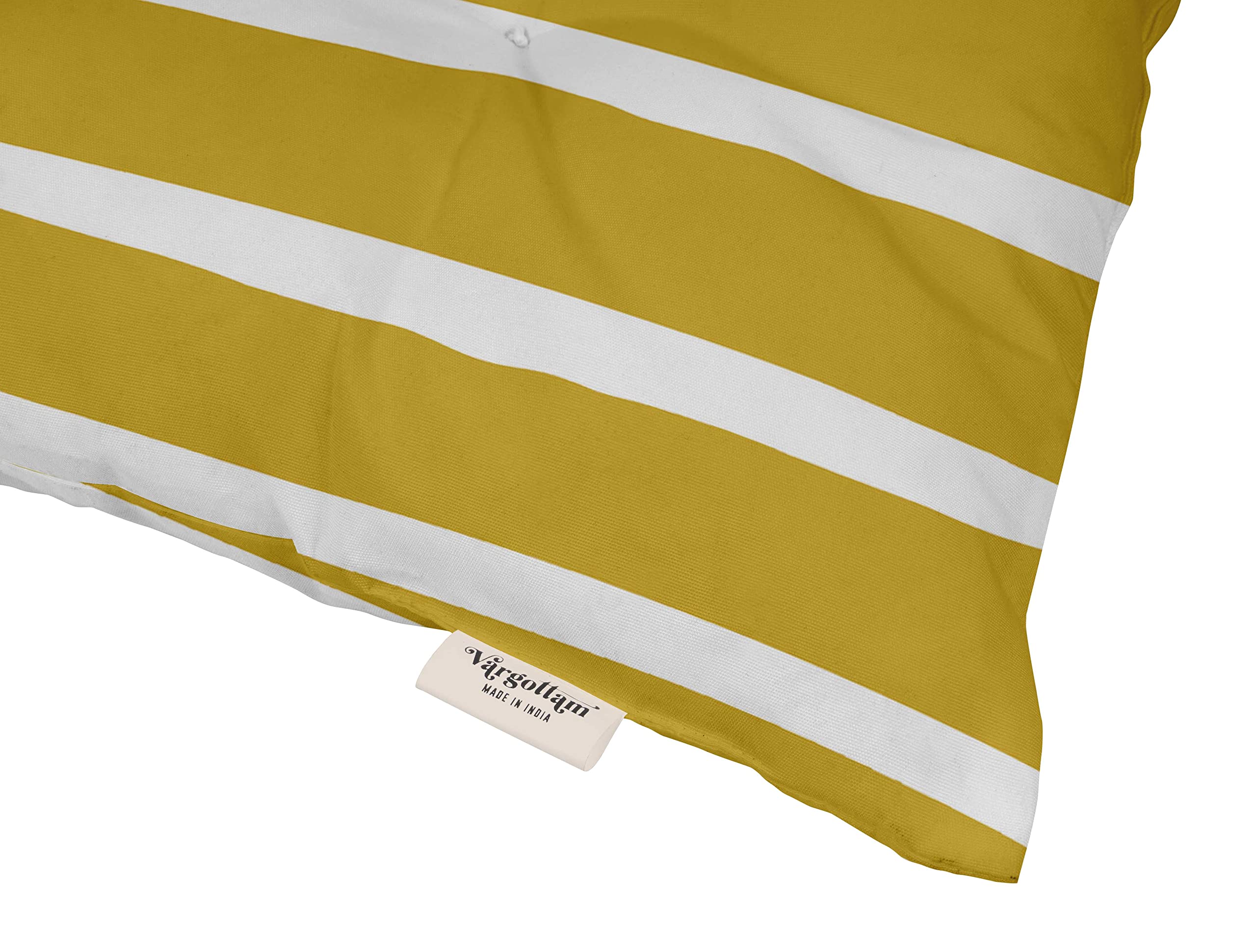 Waterproof 19-inch Yellow Striped Tufted Square Patio Cushion Set of 2 - Indoor/Outdoor Furniture Seat Cushions for Garden, Deck, Poolside & Patio