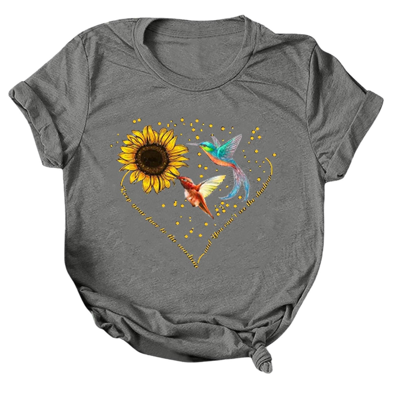 Women's Sunflower Print Oversized Crewneck T-Shirt - Casual Sexy Summer Top for Women | Perfect for Beach Outings, Date Nights & Everyday Wear