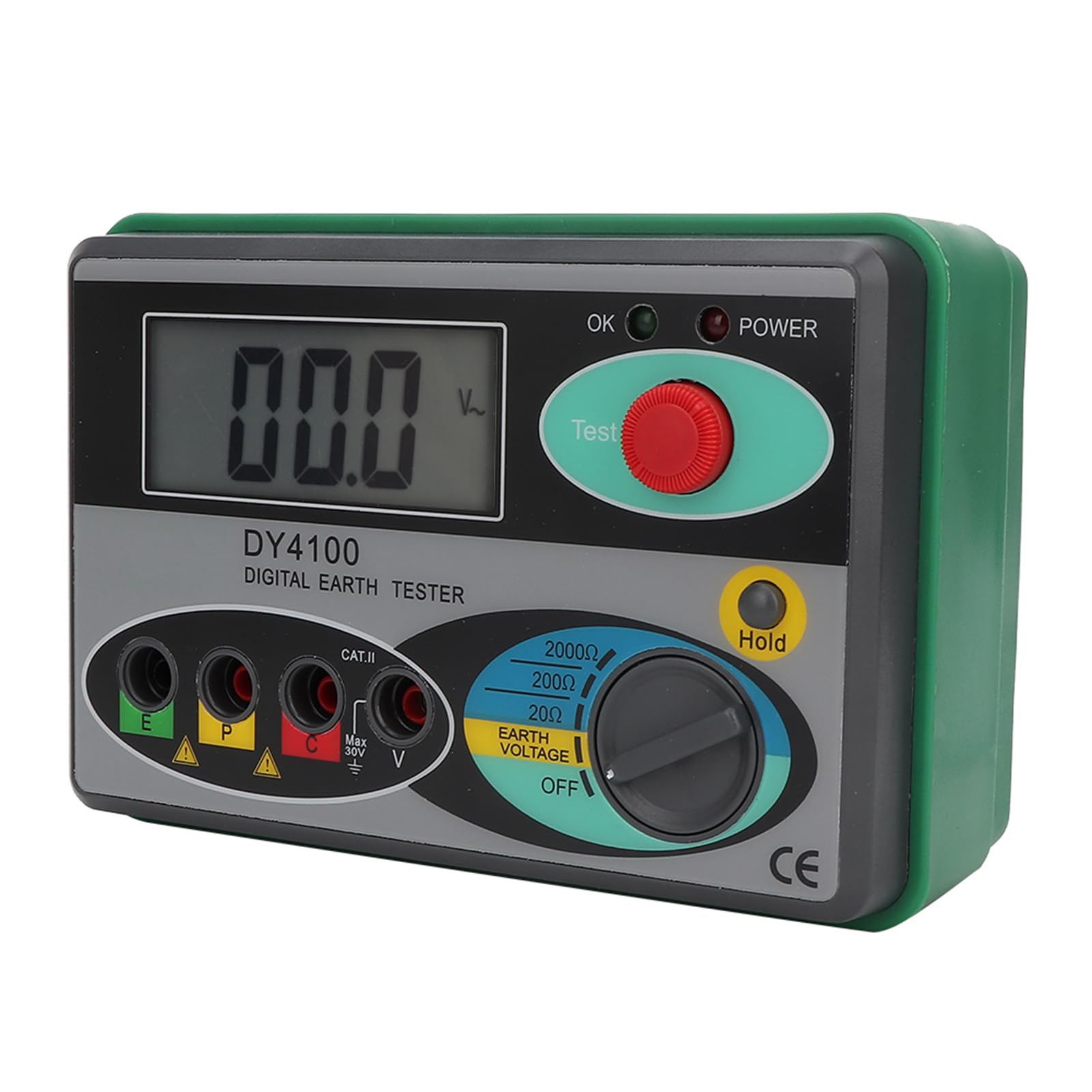 DY4100 Digital LCD Earth Ground Resistance Tester - 4-Wire Measurement, 0.01Ω-30kΩ Range - Perfect for Power Systems, Electrical Equipment & Industrial Maintenance