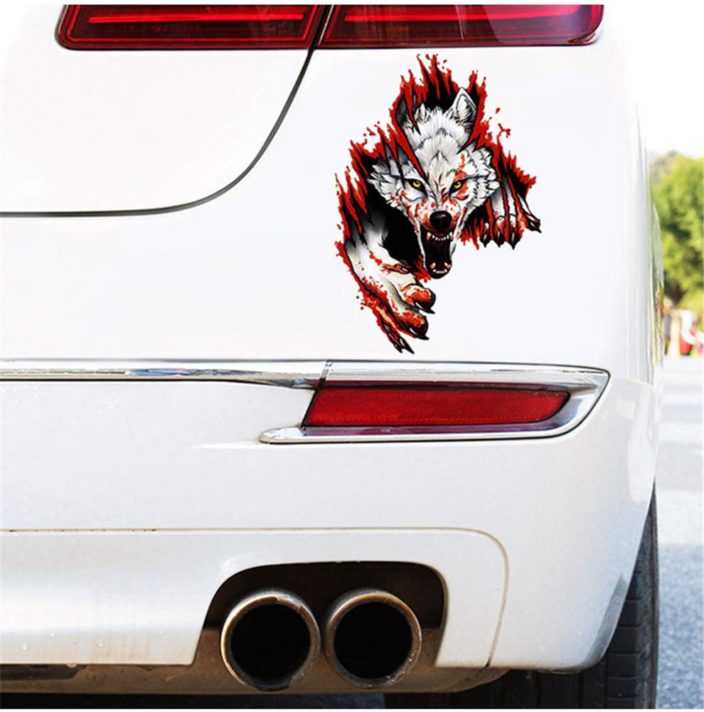 3D Angry Wolf Head Car Stickers - Creative Funny PVC Decals for Cars, Trucks, Laptops | Universal Automotive Accessories for Personalization & Style Enhancement