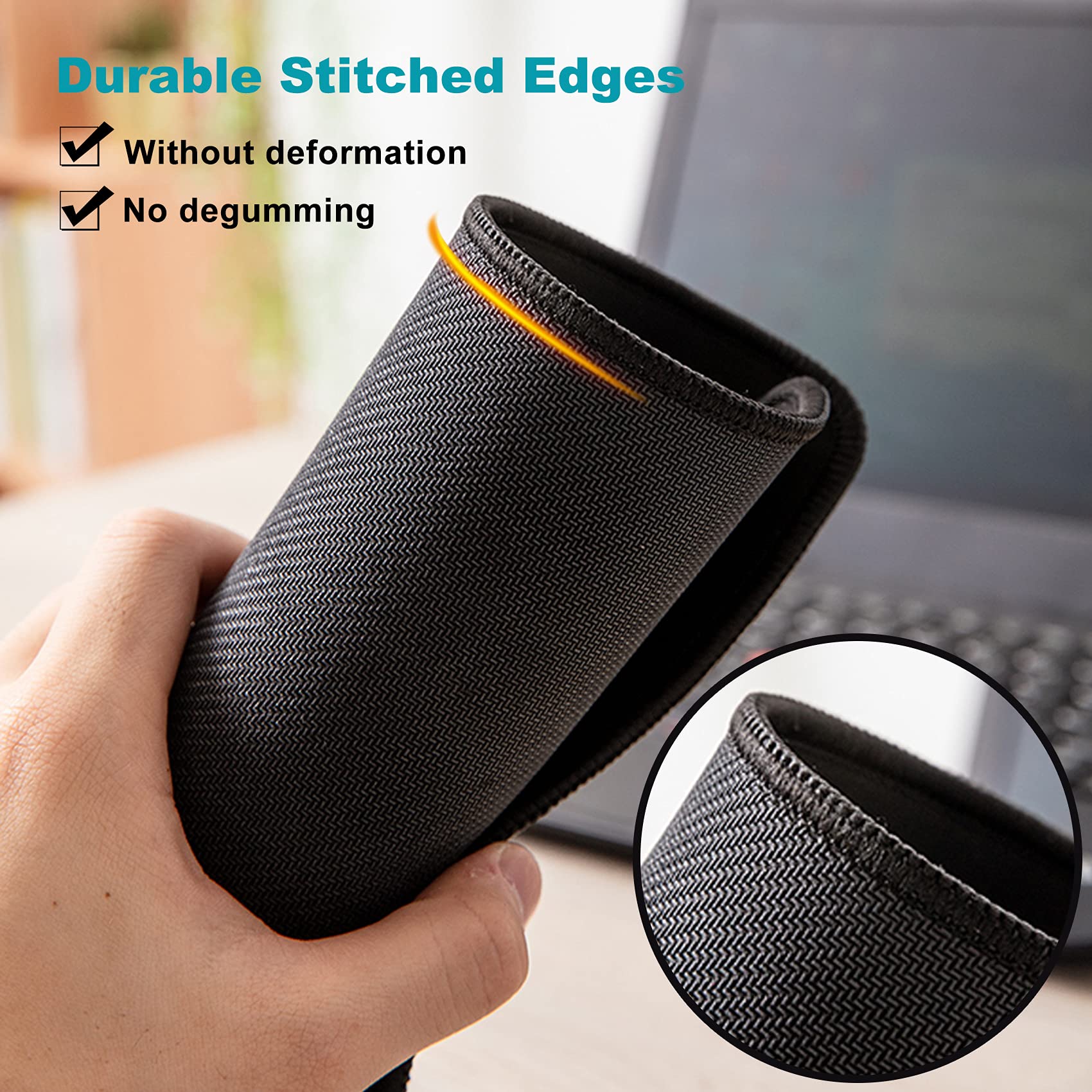 **Large Gaming Mouse Pad with Stitched Edges - Extra Wide Extended Mouse Mat for Computer & Keyboard, Non-Slip & Washable Surface for Office, Home, PC, Laptop - Perfect for Gamers & Professionals (Black)**