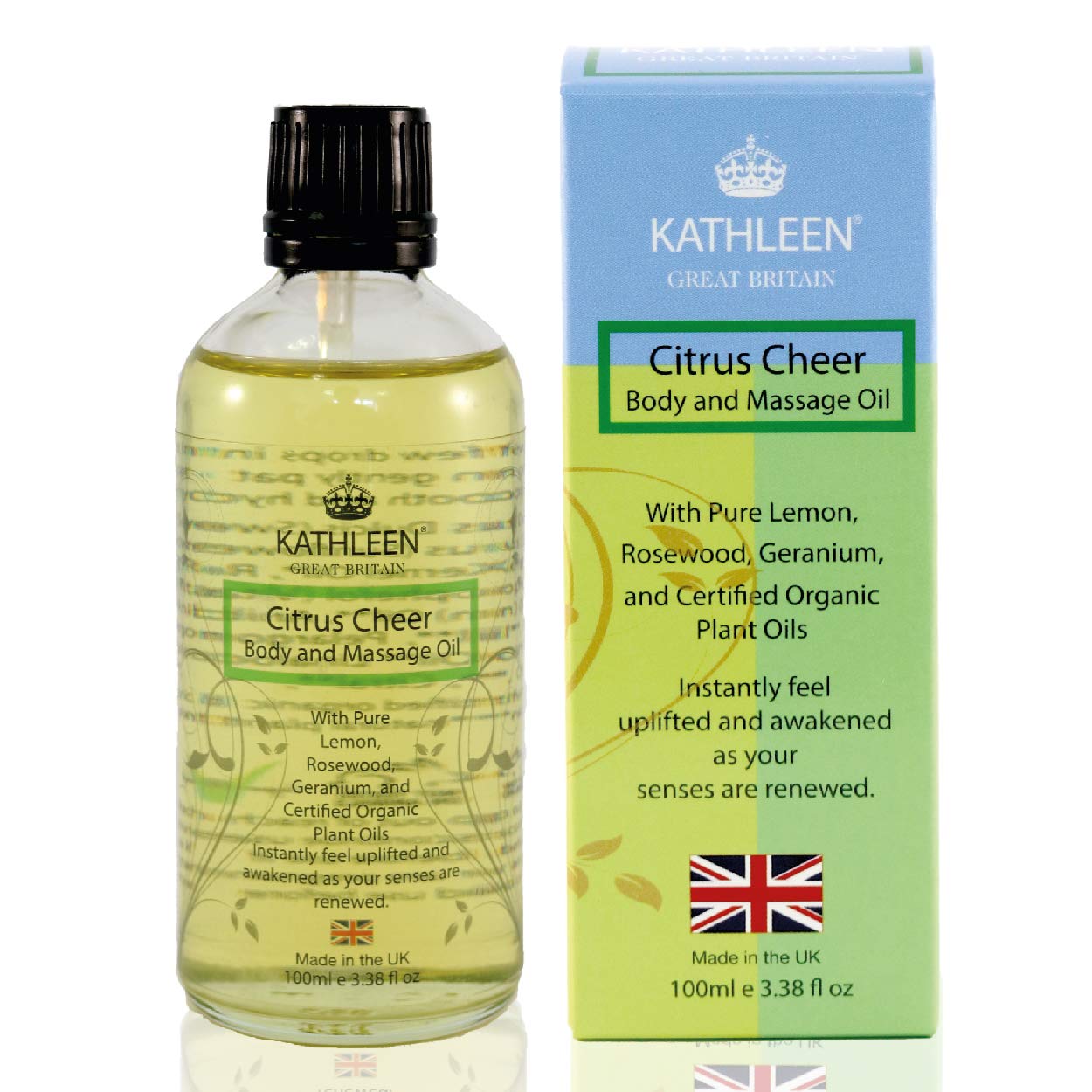Kathleen Natural Citrus Cheer Body & Massage Oil - Aromatherapy Relaxation for Spa, Yoga & Home Wellness