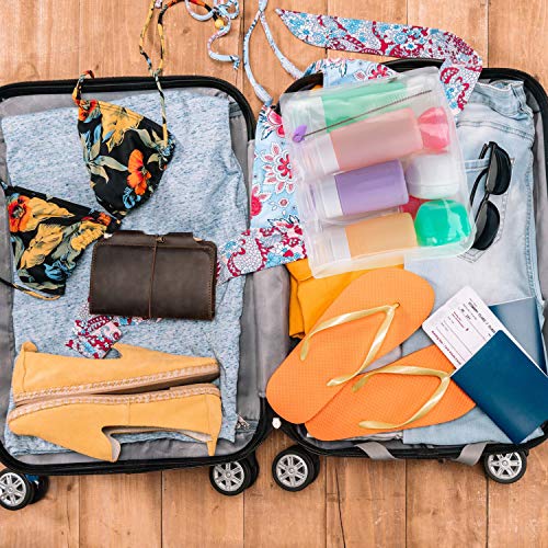 16 Pack TSA Approved Leak Proof Travel Bottles Set - 2oz & 3oz Silicone Squeeze Containers for Shampoo, Conditioner, Lotion & Body Wash | BPA Free Toiletries Accessories | Perfect for Air Travel, Gym & Vacation Essentials