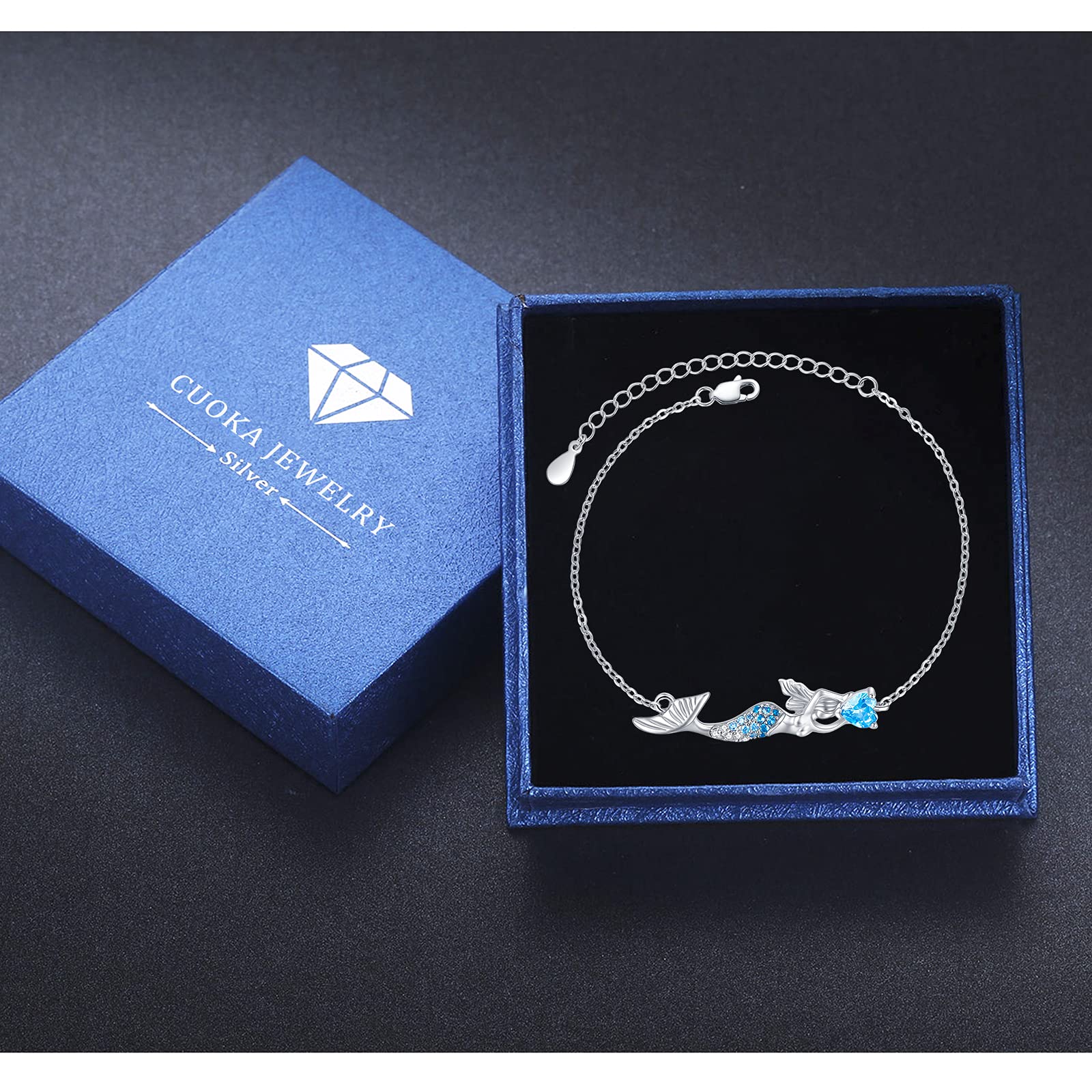 925 Sterling Silver Mermaid & Sea Turtle Bracelet Anklet - Hawaiian Beach Jewelry for Women & Girls, Bohemian Nautical Style, Perfect for Birthday, Graduation Gifts & Beach Vacations
