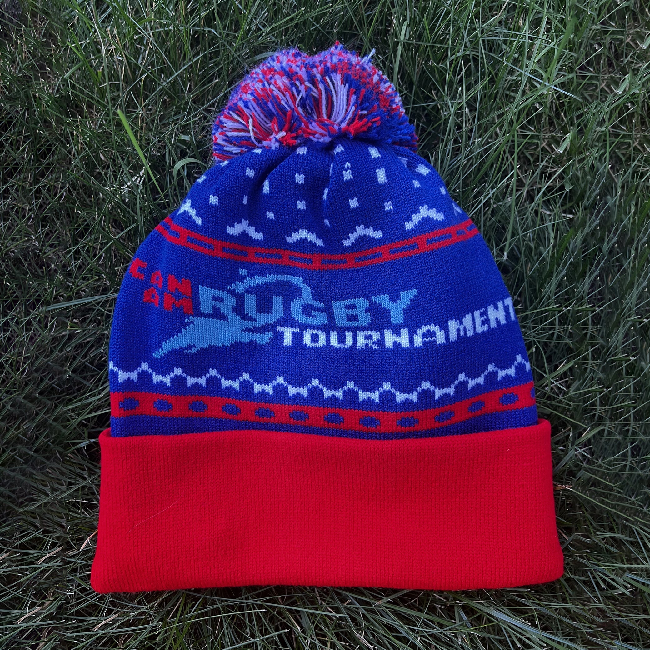 Can Am Rugby Knit Pom Hat - Winter Beanie for Men & Women - Soft & Warm Knitted Skull Cap - Perfect for Outdoor Sports, Skiing, and Casual Wear