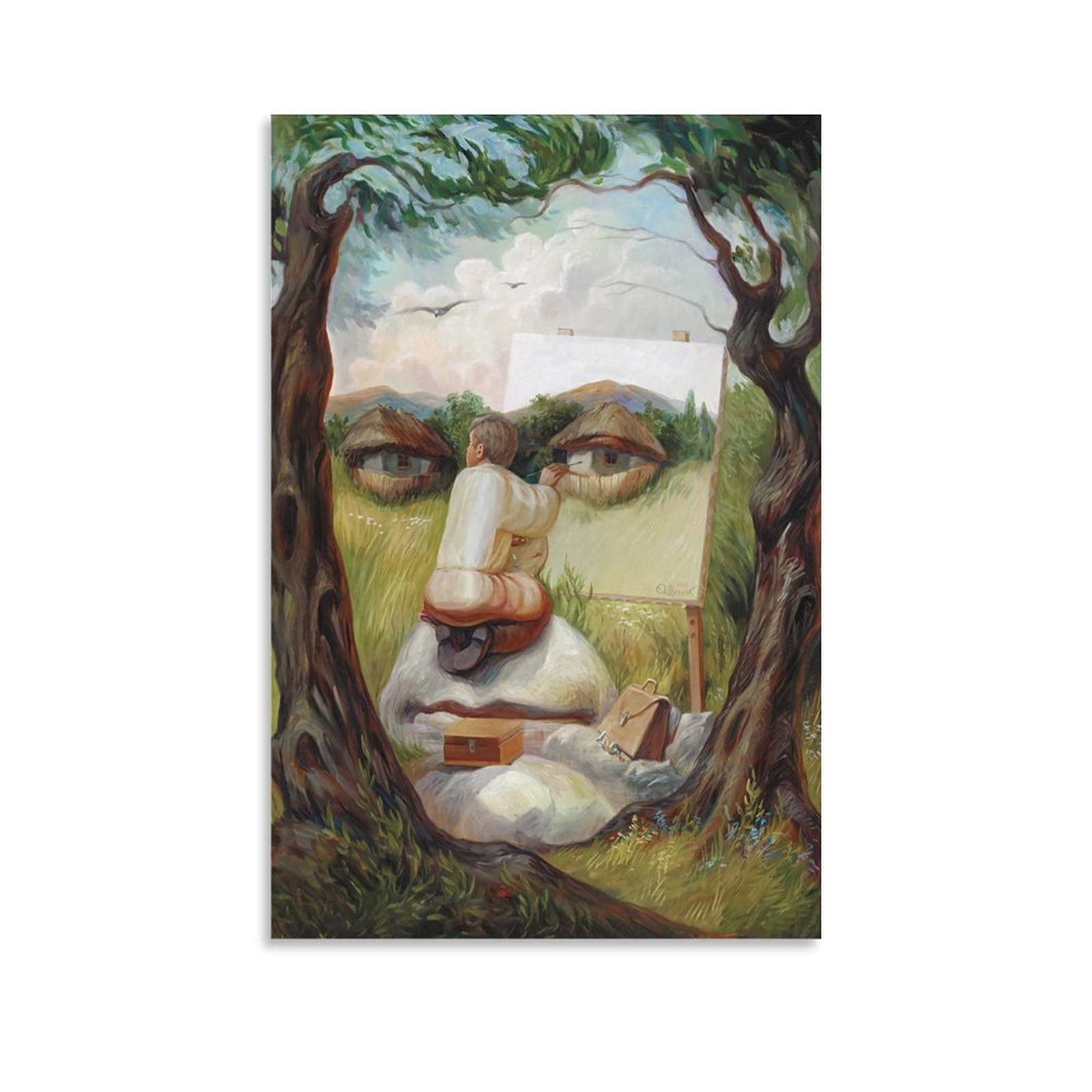 Oleg Shuplyak Original Ukrainian Artist Surrealist Optical Illusion Painting Print - Wall Art Canvas Poster for Bedroom, Living Room, Office Decor - 24x36 inches (60x90cm) - Perfect for Modern Home & Gallery Style Interior Design