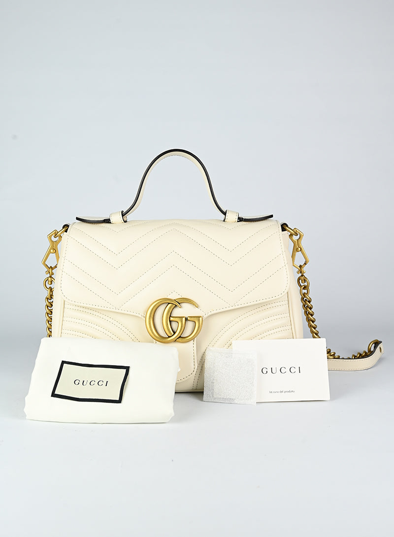 Gucci Marmont Leather Shoulder Bag in White | Luxury Designer Handbag for Women | Perfect for Parties, Work & Everyday Use
