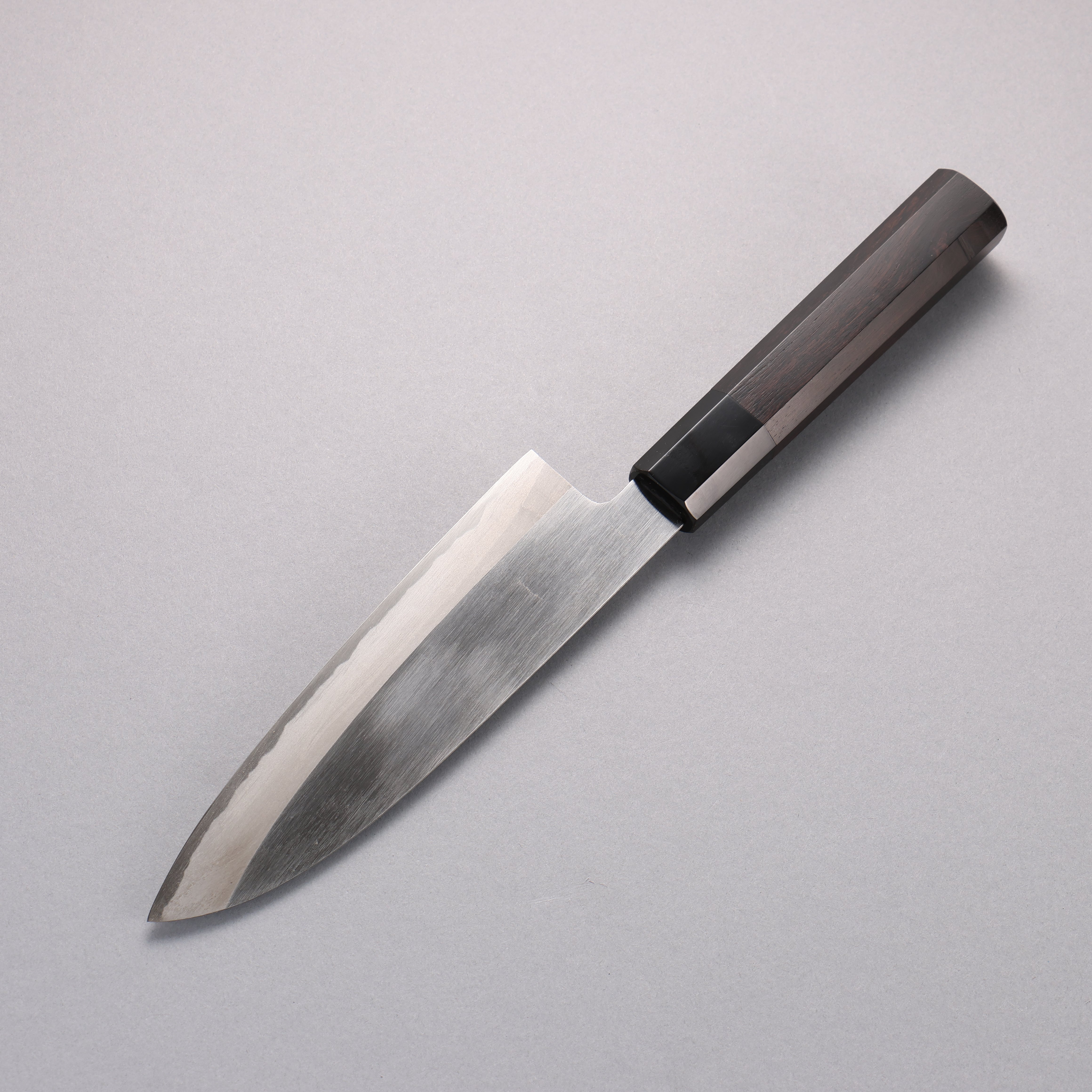 Premium Minamoto Akitada White Steel No.2 Santoku Knife 180mm with Ebony Wood Handle - Japanese Chef Knife for Slicing, Dicing & Mincing - Perfect for Home Cooks & Professional Kitchens