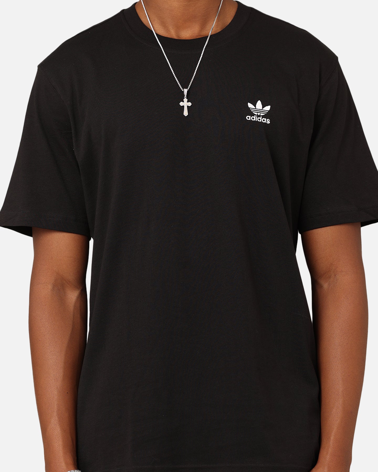 Adidas Trefoil Essentials Black T-Shirt for Men - Classic Cotton Crewneck Tee for Casual Wear, Gym & Street Style