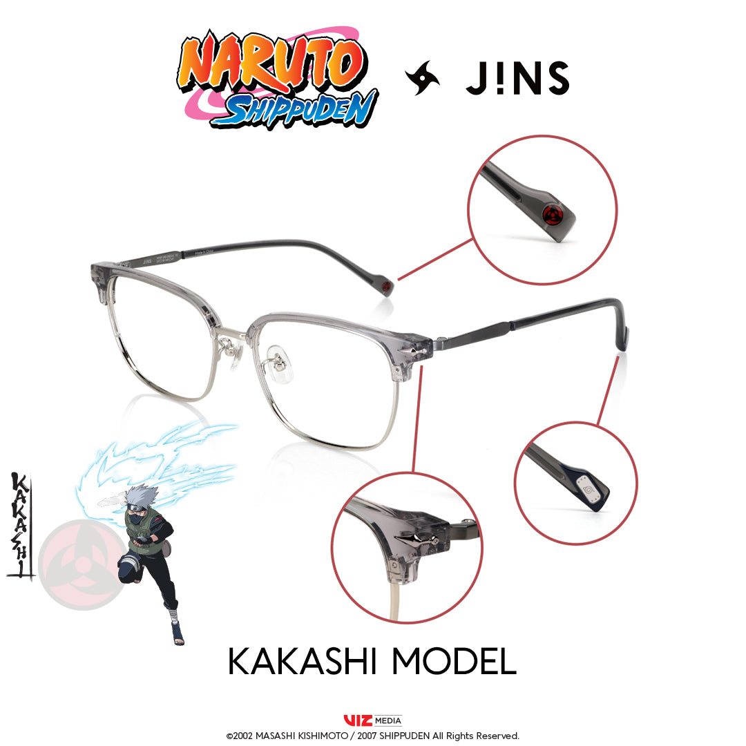 JINS x NARUTO KAKASHI Model Gray Glasses - Anime Inspired Eyewear for Naruto Fans | Perfect for Cosplay, Collecting & Daily Wear