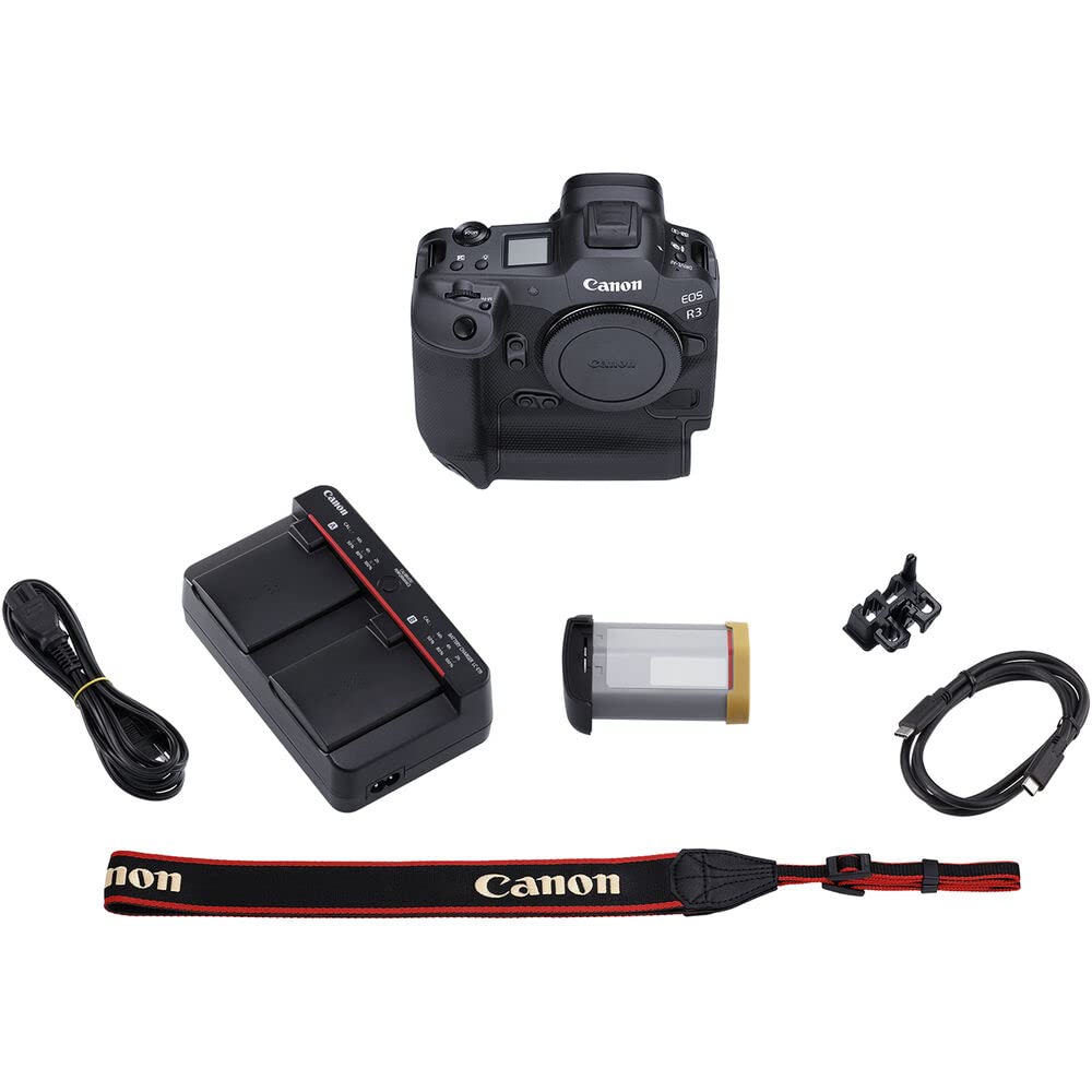 Canon EOS R3 Full Frame Mirrorless Camera (4895C002) with Sony 64GB Tough SD Card, Card Reader, Case, Tripod & Accessories Kit - Professional Photography for Sports, Wildlife & Video Shooting (Renewed)