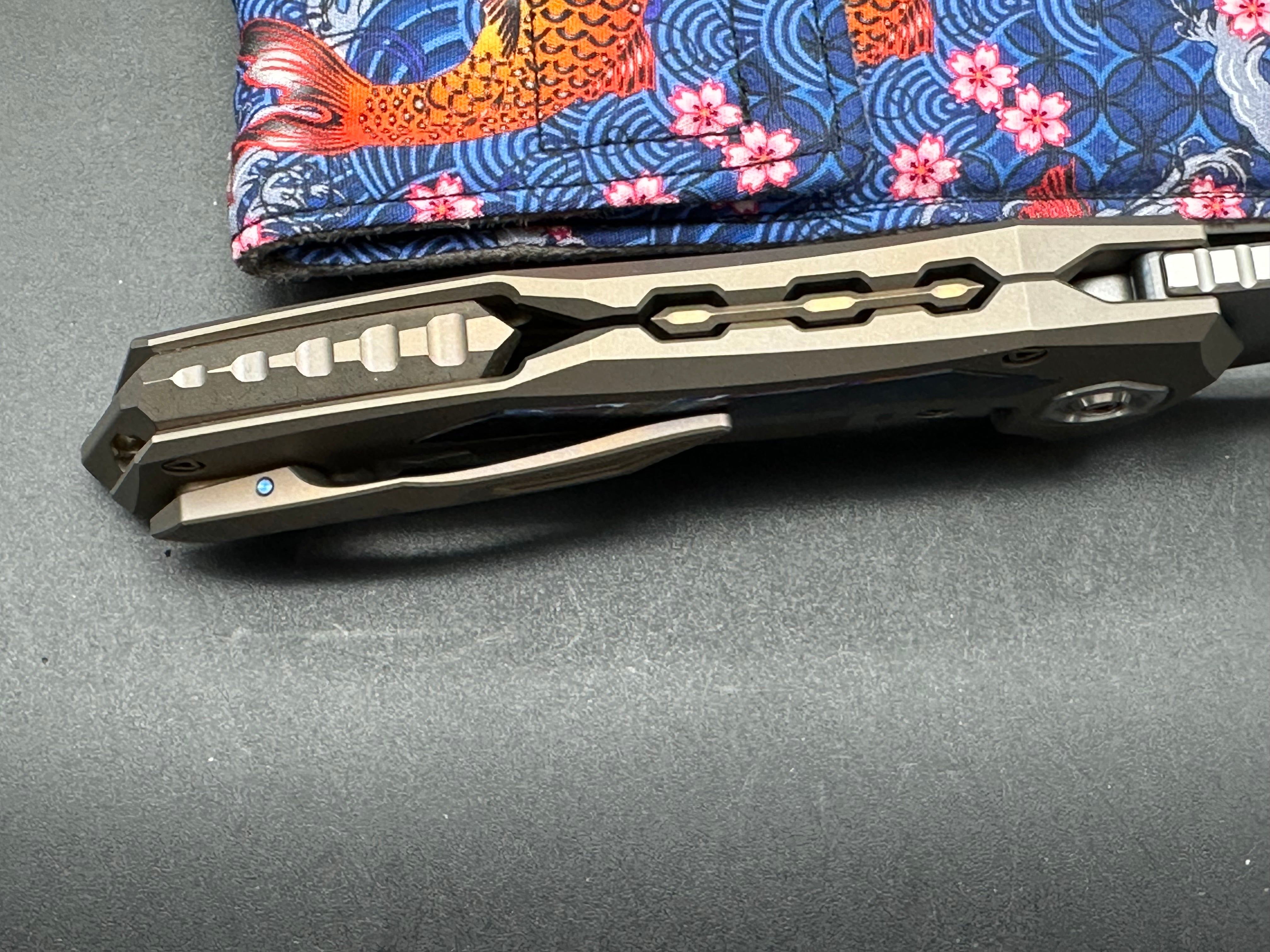 Genex Blade Primarch #6 - Bronze Milled Titanium Frame with Zirconium Inlays, Satin Vanax Pivot - Premium EDC Pocket Knife for Outdoor Camping, Survival & Everyday Carry