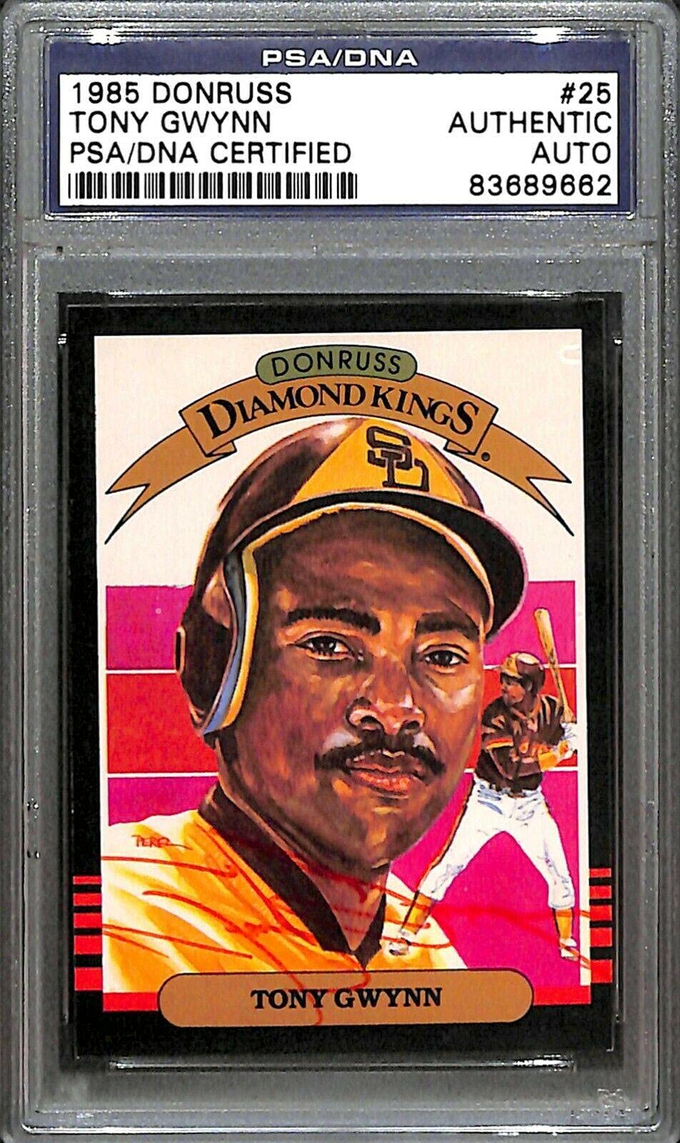 Tony Gwynn Autographed 1985 Donruss San Diego Padres Baseball Card with PSA/DNA COA - Slabbed MLB Collectible for Sports Memorabilia Displays & Fan Collections