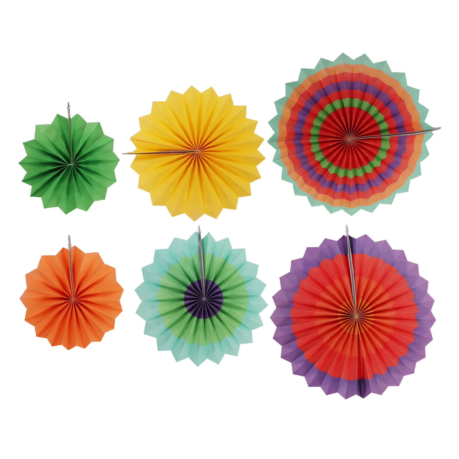 Tgoon Fiesta Paper Fan - 30 Pack Colorful Hanging Decorative Fans with Strings & Pins | Durable Party Decor for Carnival, Wedding, Birthday & Home Decoration