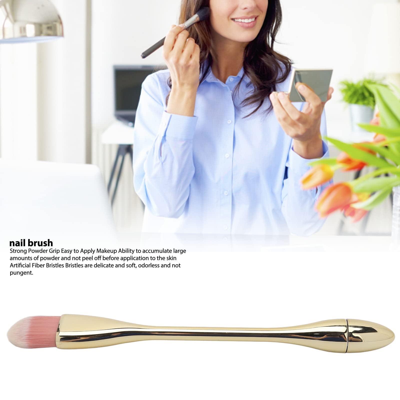 Professional Nail Dust Brush Set - Champagne Gold Manicure Tools for Cleaning Dust & Makeup, Nail Art Brush Kit with Soft Bristles | Perfect for Salon, Home Nail Care & DIY Manicures