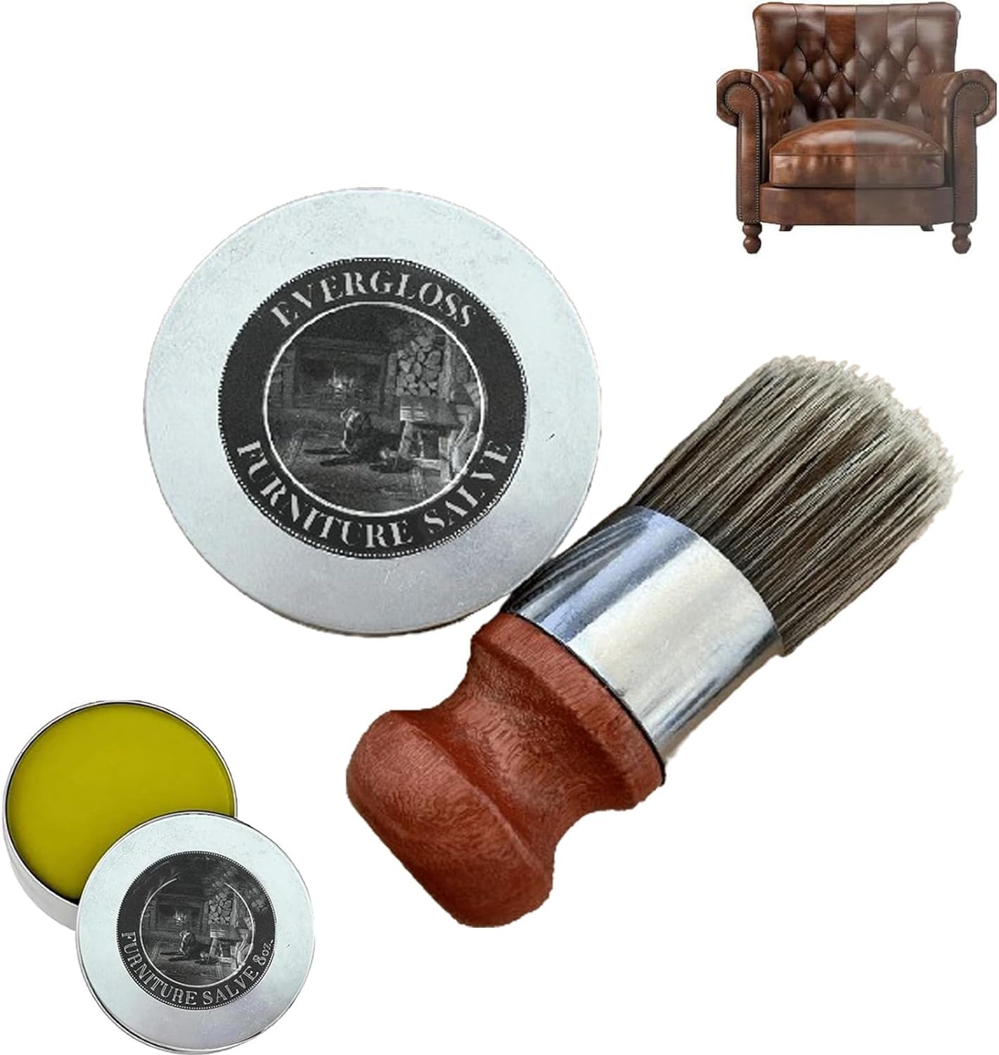Premium Leather & Furniture Repair Salve with Applicator Brush - Restores & Protects Leather Sofas, Chairs, Bags & More (1 Salve + 1 Brush) - Ideal for Home, Office & Car Leather Care
