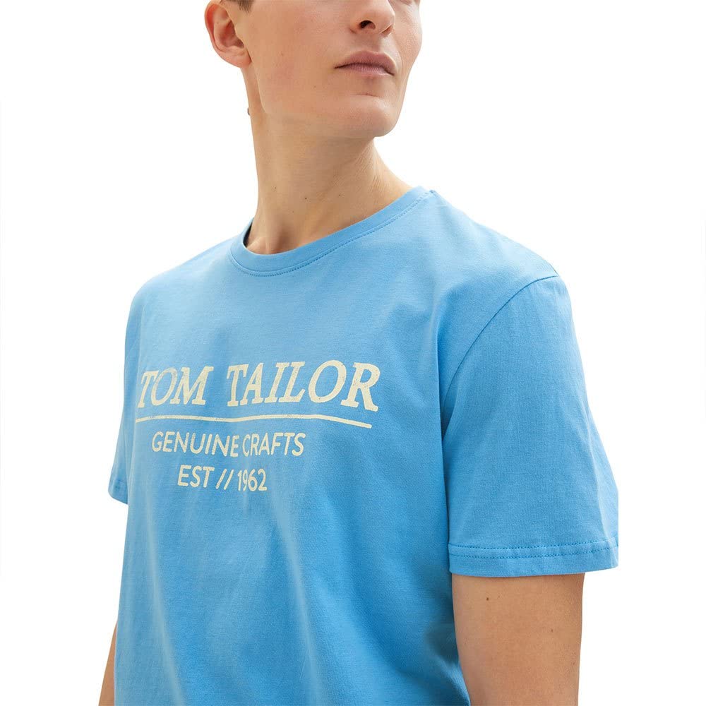 TOM TAILOR Men's Organic Cotton Logo T-Shirt - Comfortable Casual Wear for Everyday Outfits & Street Style