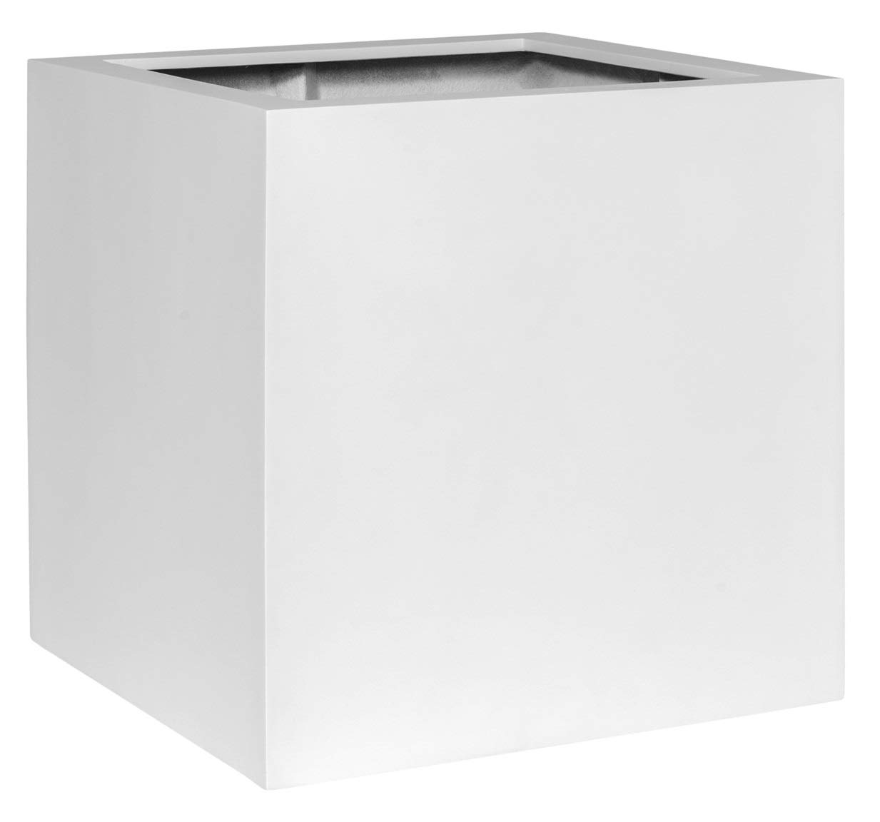 E1003-30-MW Modern Square Fiberstone Planter Pot - Matte White Indoor/Outdoor Plant Container for Home Decor, Patio & Garden | Perfect for Succulents, Herbs & Small Plants