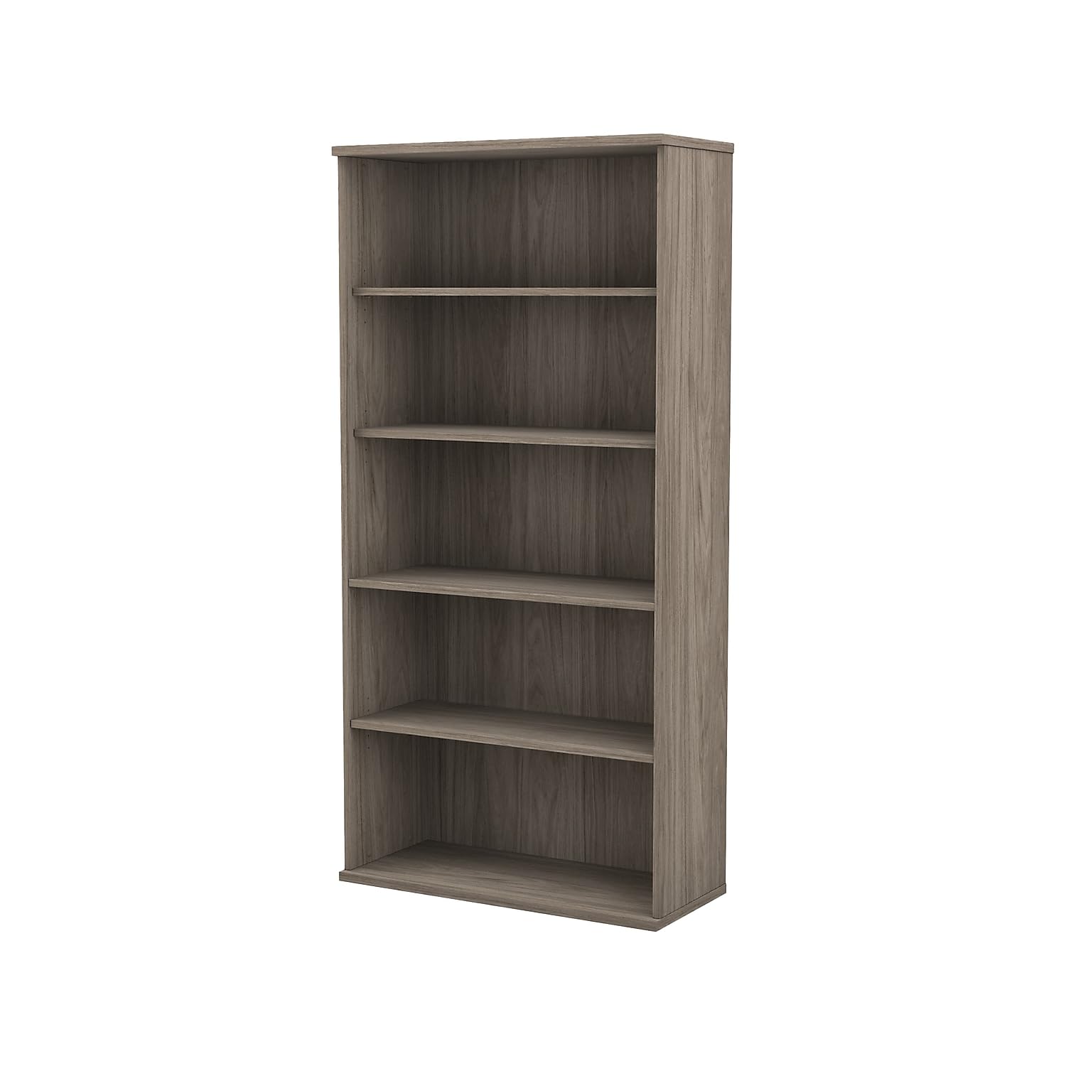 Bush Business Furniture Hybrid Tall 5 Shelf Bookcase in Modern Hickory - Stylish Office Storage Solution for Books, Files & Decor | Perfect for Home Office, Study Room & Workspace Organization