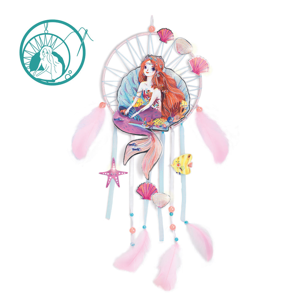 DIY Dreamcatcher Kit - Gentle Mermaid Design by Djeco | Creative Arts & Crafts for Kids, Home Decor & Bedroom Wall Hanging