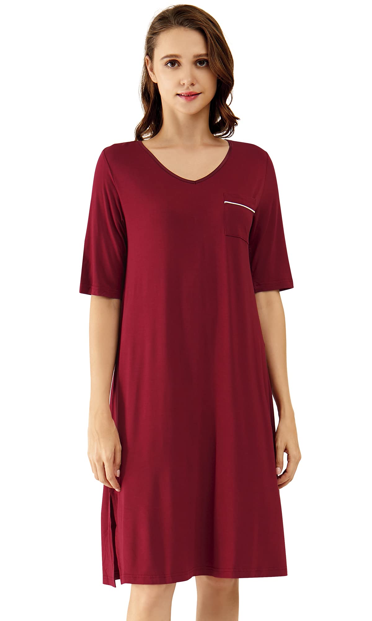 Soft Bamboo Nightgowns for Women - Lightweight Short Sleeve Sleep Shirts & Lounge Dresses - Plus Size Sleepwear S-4X - Perfect for Summer Nights, Relaxing at Home & Comfortable Sleep