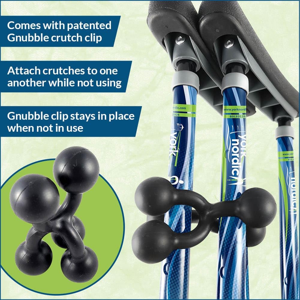 York Nordic - Adjustable Spring Cushion Crutches for Adults (4'7