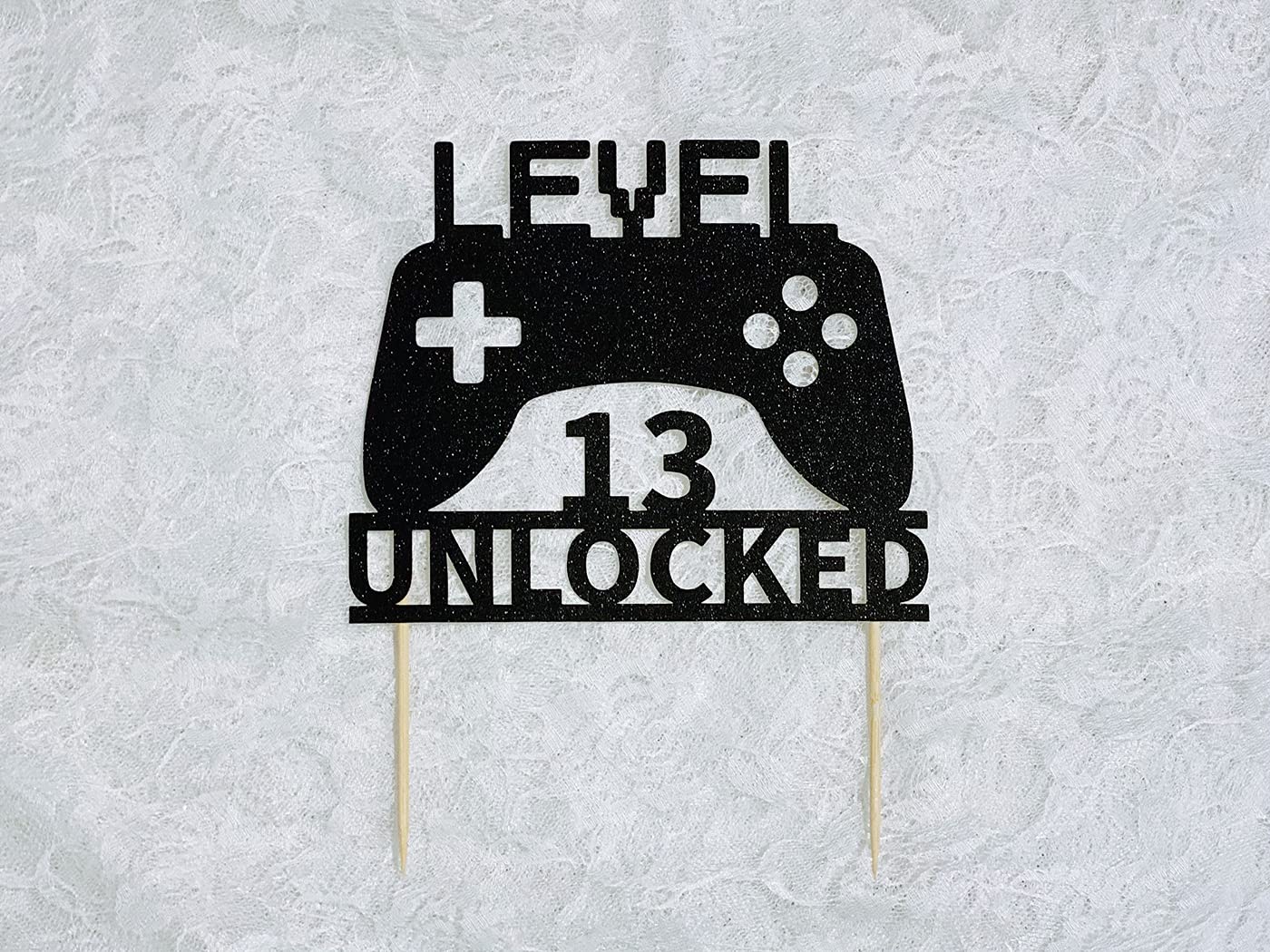 Level 13 Unlocked Cake Topper - Video Game Controller Birthday Decoration for 13th Birthday Parties | Perfect for Gaming Themed Cakes and Celebrations