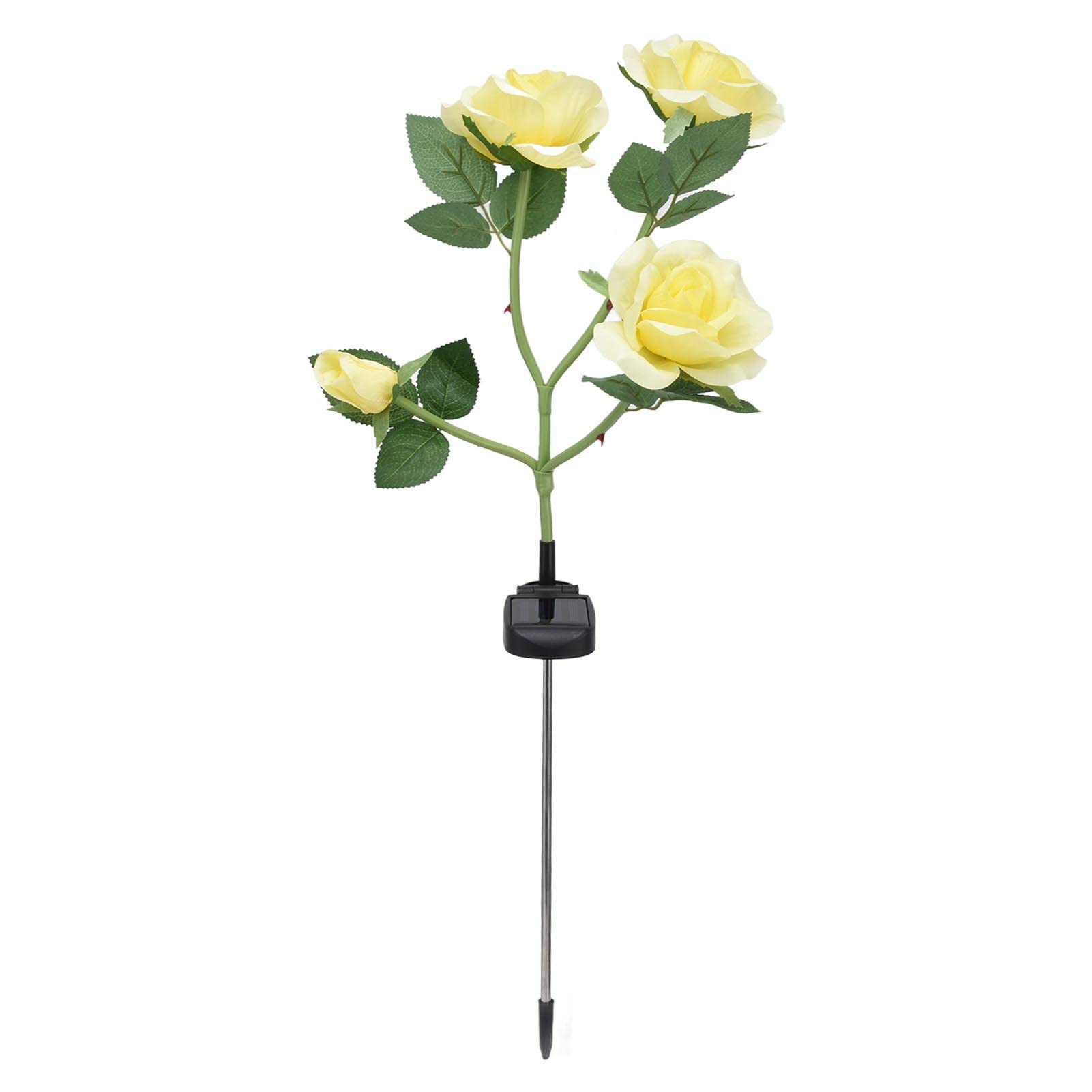 Solar Rose Light Outdoor - 4 Head LED Flower Lamp for Garden, Porch, Courtyard | Romantic Warm White & Color Changing Lights | Weatherproof Decorative Lighting for Patio, Pathway, Wedding Decor