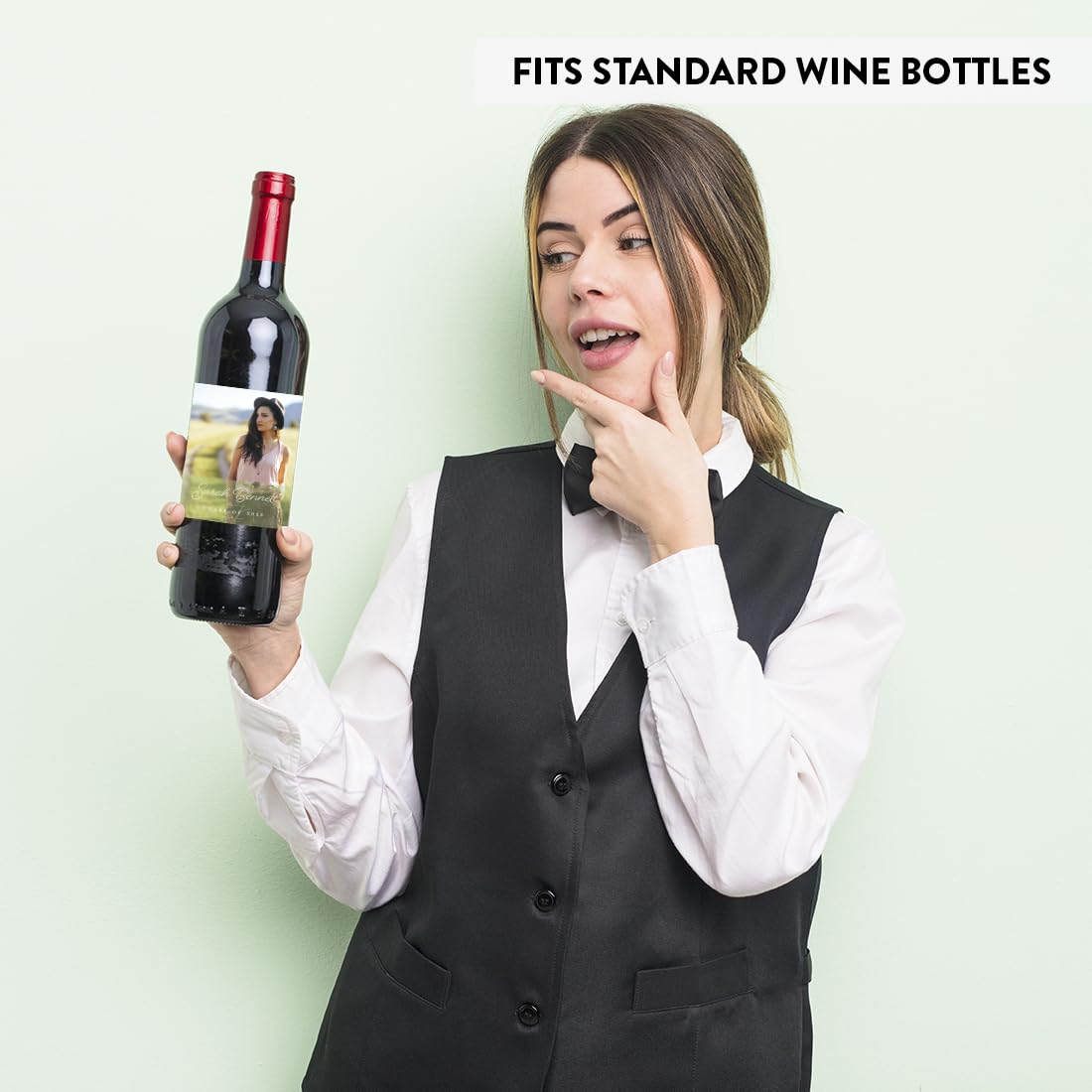 Personalized Graduation Wine Bottle Labels - Custom Photo & Text - 20-Pack - Andaz Press Beloved Collection - Perfect for Graduation Parties, Gifts & Celebrations