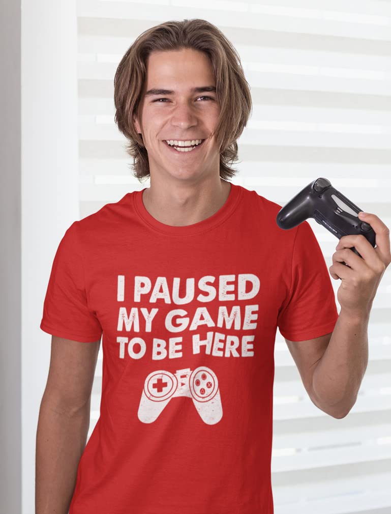 I Paused My Game to Be Here T-Shirt - Funny Gaming Shirts for Men - Cool Video Game Apparel Gifts for Gamers - Perfect for Gaming Parties & Casual Wear