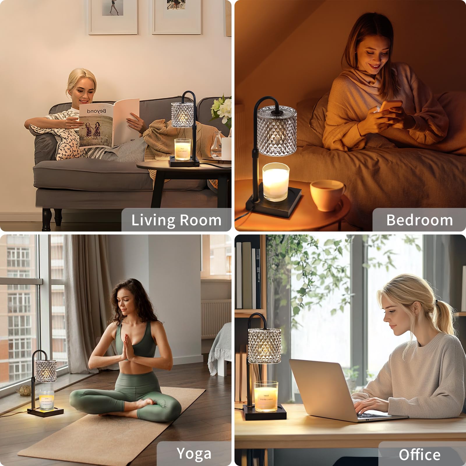 Adjustable Height Candle Warmer Lamp with Timer & Dimmer - 2 Bulbs Included for Jar Candles - Elegant Home Decor & Perfect Birthday Gift for Women - Ideal for Relaxation, Aromatherapy & Cozy Ambiance