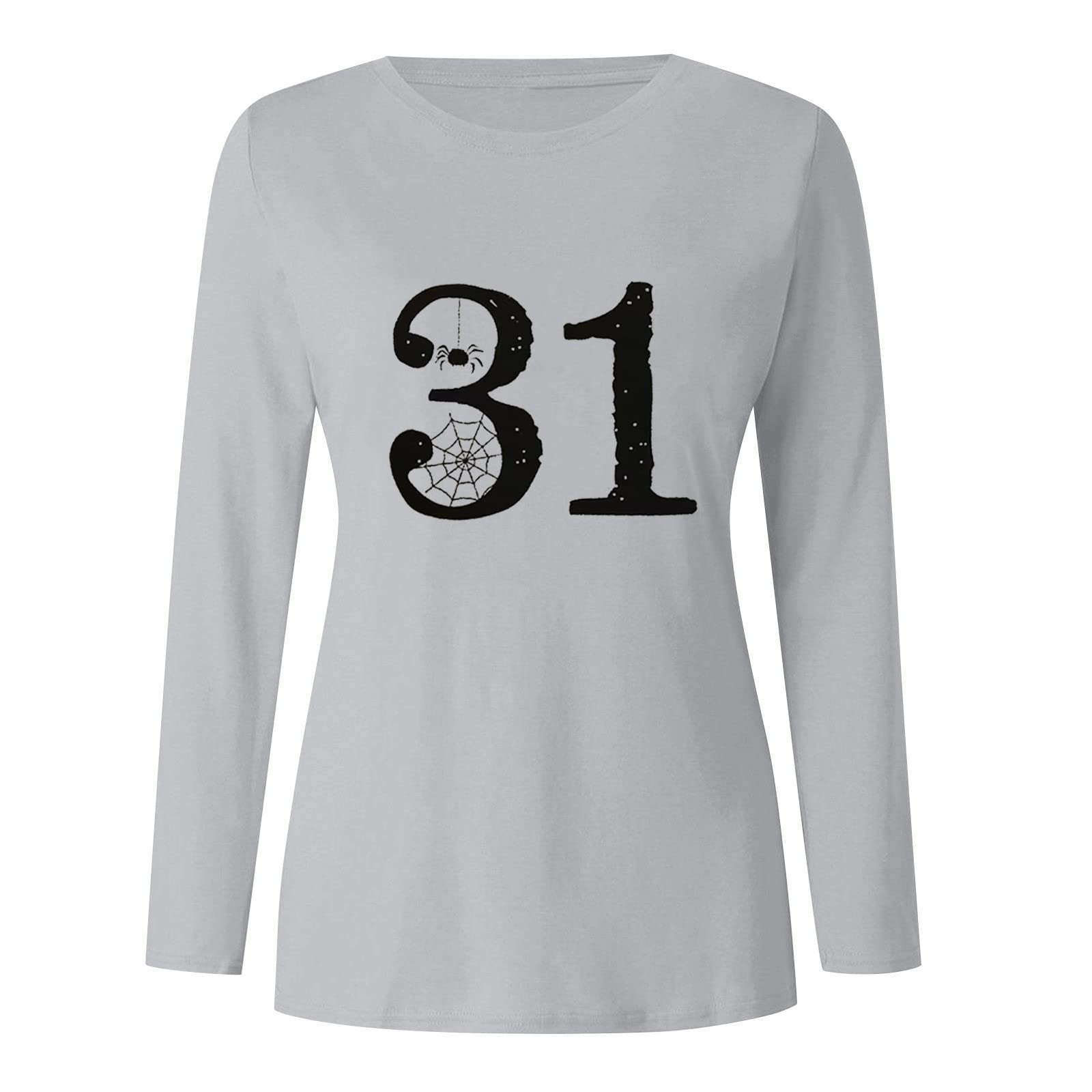 Pacoco Women's Short Sleeve Tunic Blouse - Halloween Stamp Print Fashion Top with Soft Round Neck & Zip Up Closure | Casual Wear, Party Outfit, Office Attire