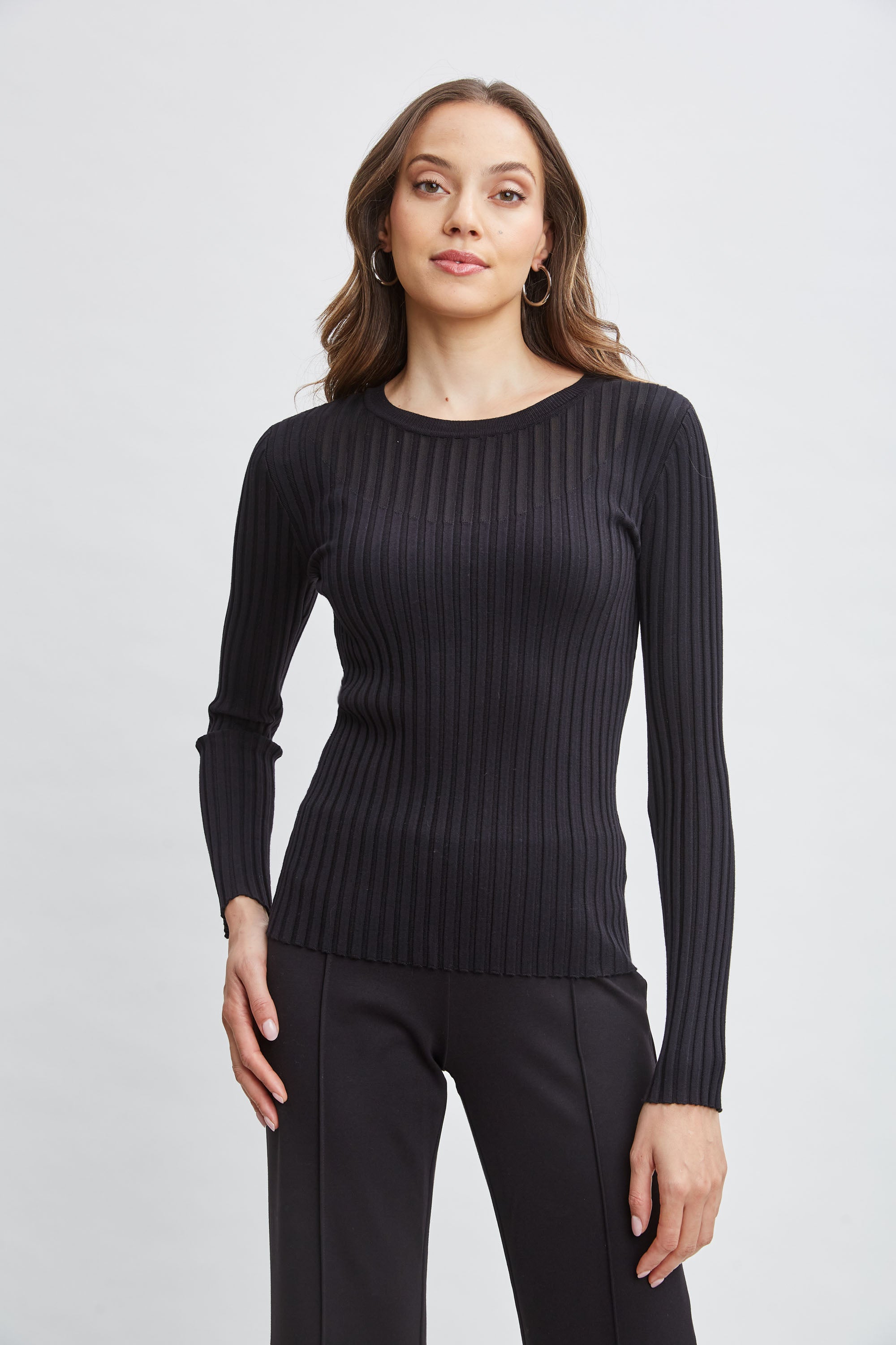 Tahari Rib Mesh Sweater for Women - Soft Knit Long Sleeve Pullover Top - Perfect for Fall & Winter Layering, Office Wear & Casual Outfits