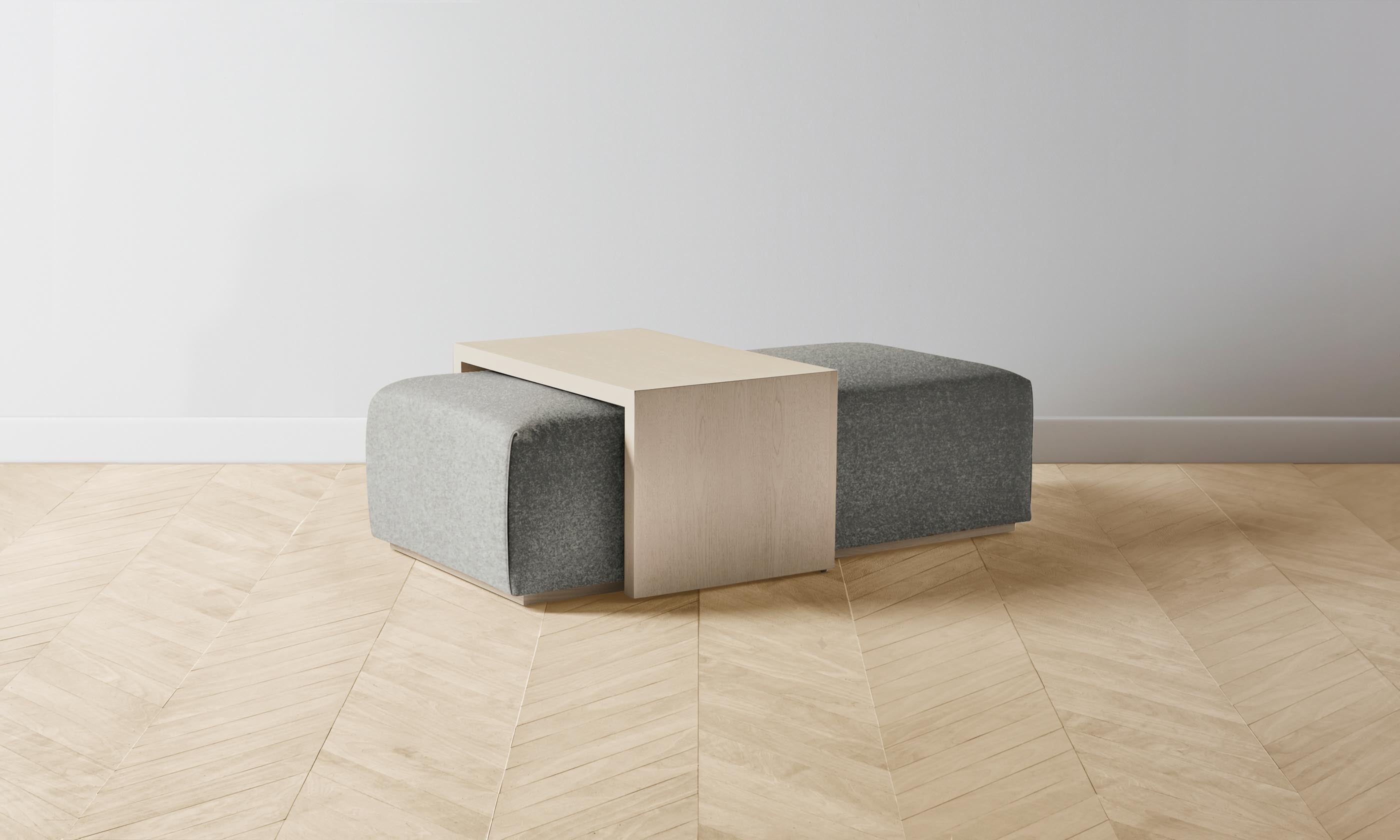 The Bowery Ottoman in Merino Granite - Modern Footrest & Storage Bench for Living Room, Bedroom, or Office
