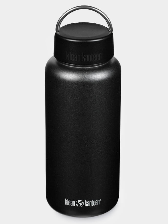 Klean Kanteen 40oz (1182ml) Wide Mouth Stainless Steel Water Bottle with Loop Cap - Leak Proof, BPA Free for Hiking, Gym & Outdoor Activities