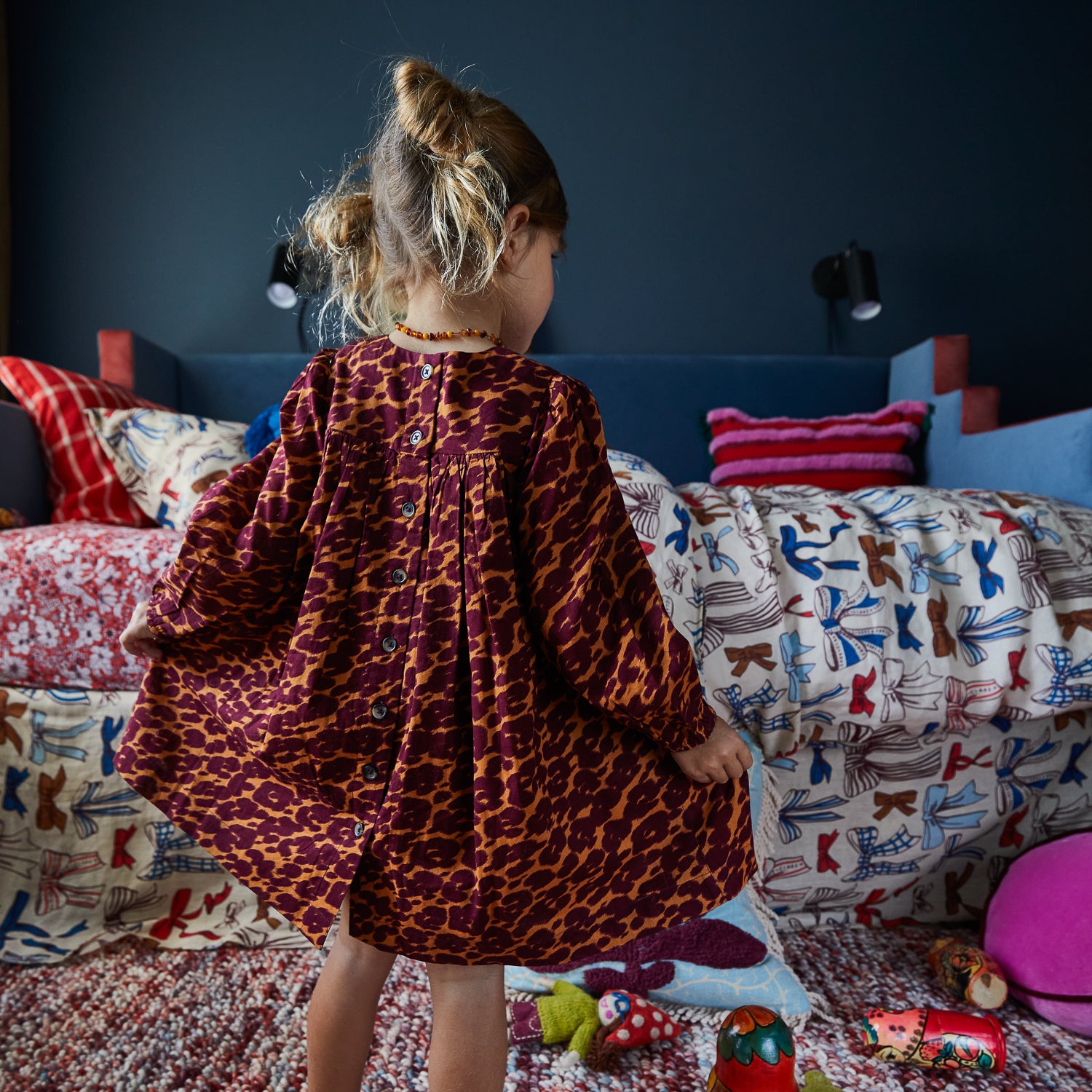 Odette Girls Dress - Elegant Floral Print Party Dress for Toddlers & Kids - Perfect for Birthday, Easter, Christmas & Special Occasions