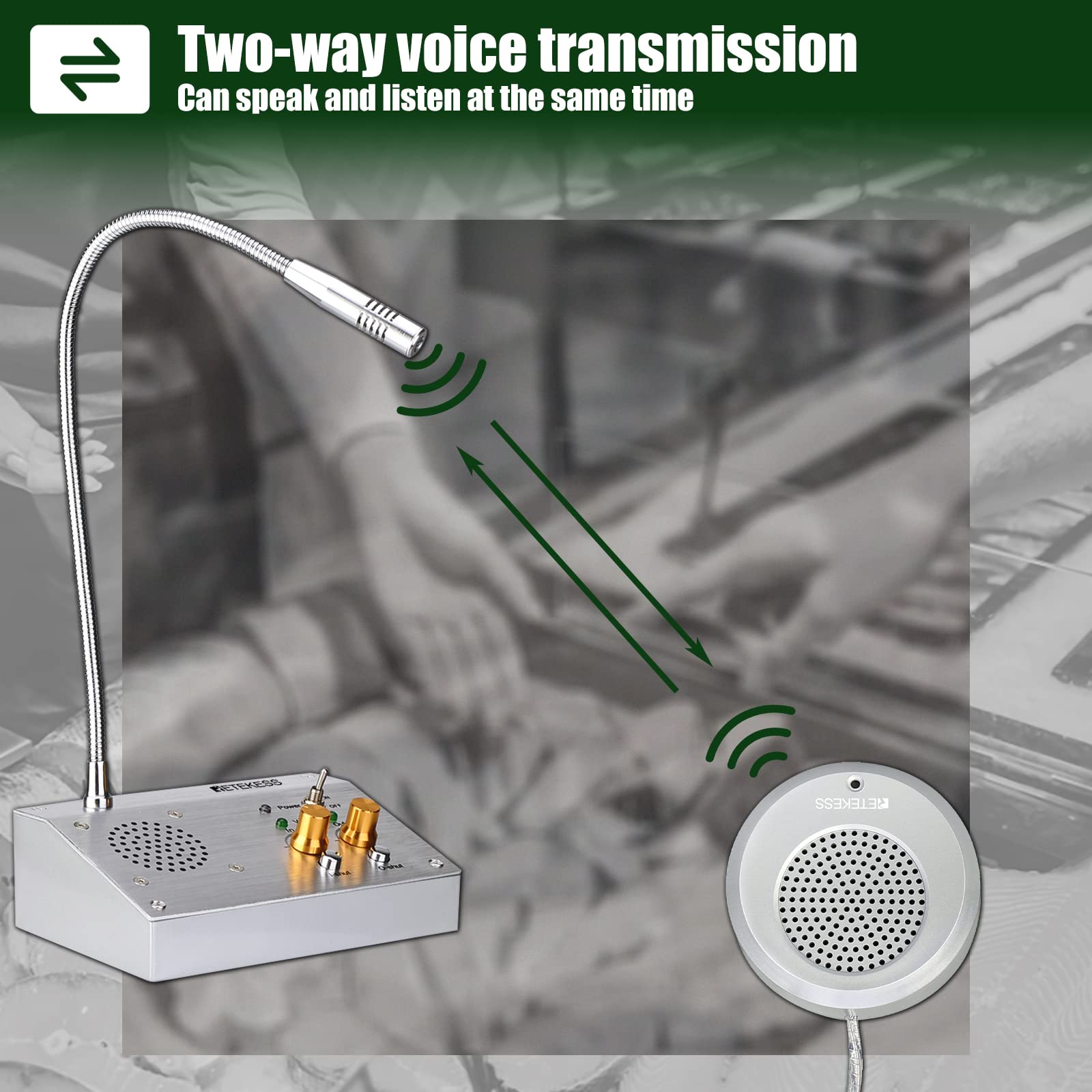 Retekess TW103 Window Speaker & Intercom System with Independent Volume Control & Recording Function - Ideal for Travel Agencies & Medical Centers