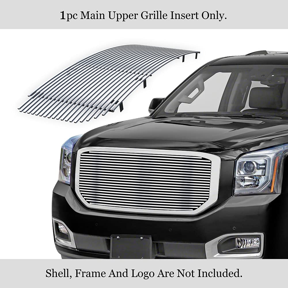 APS Stainless Steel SS Chrome Billet Front Grill Grille Insert Compatible with GMC Yukon & Denali 2015-2020 - G86328A | Durable Upper Main Replacement for Enhanced Vehicle Appearance & Off-Road Protection