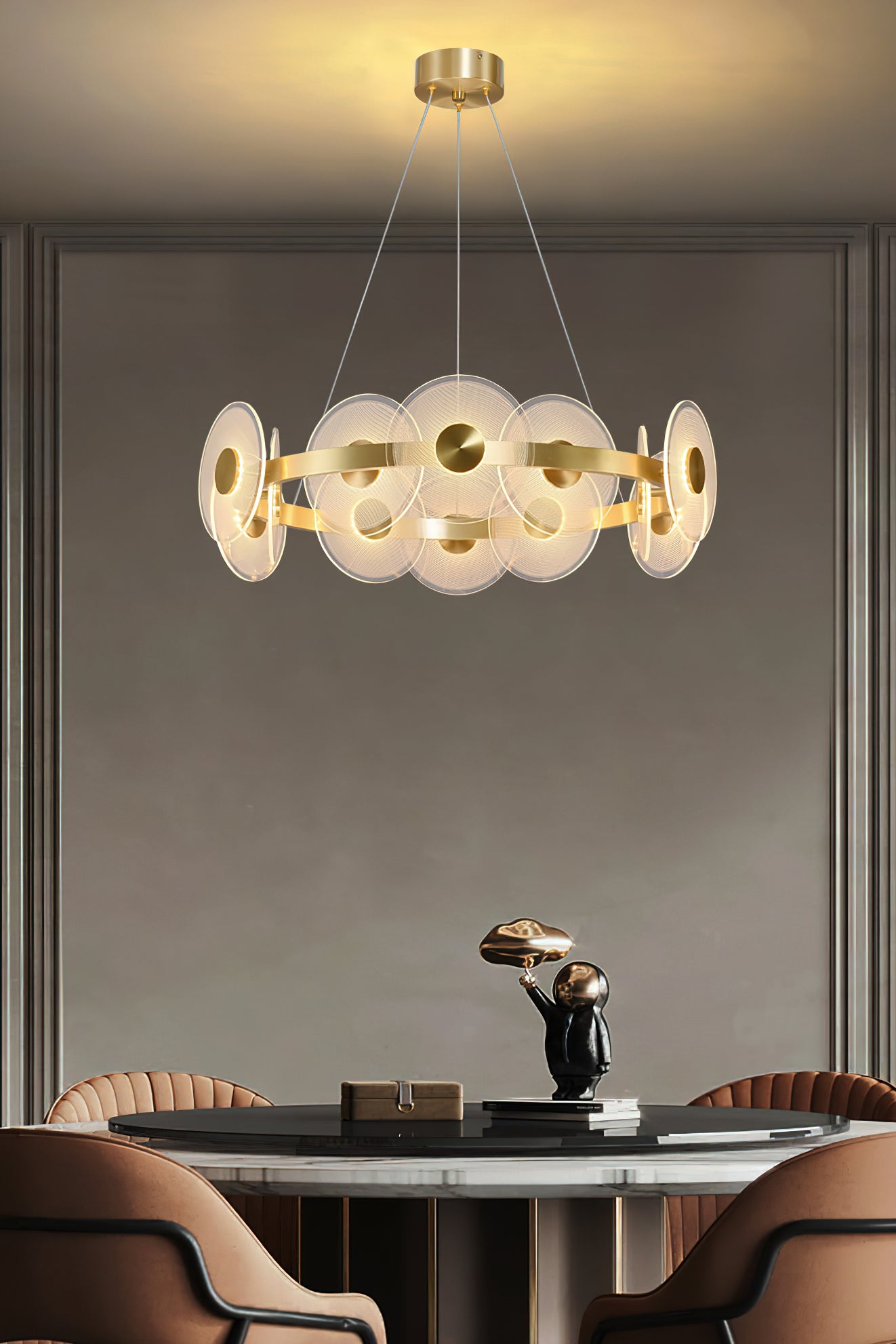 Elegant Halo Chandelier - Modern Crystal Ceiling Light Fixture for Dining Room, Bedroom & Living Room Decor