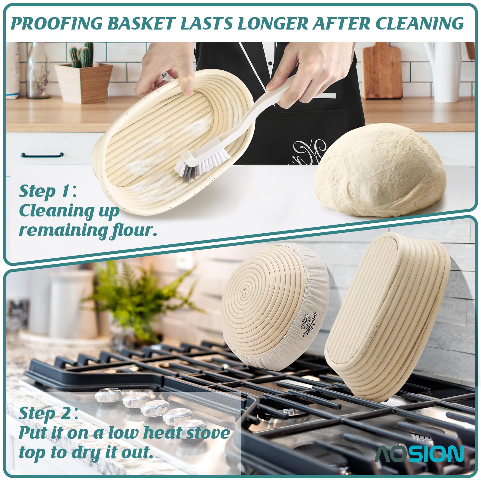 Premium Banneton Bread Proofing Basket Set of 2 - 9