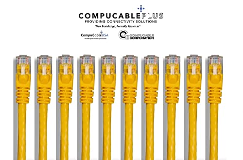 CAT 6 Ethernet Cable 10ft, Unshielded Yellow Network Cable - High-Speed Internet & Gaming, LAN, Home Office, Server Room Use