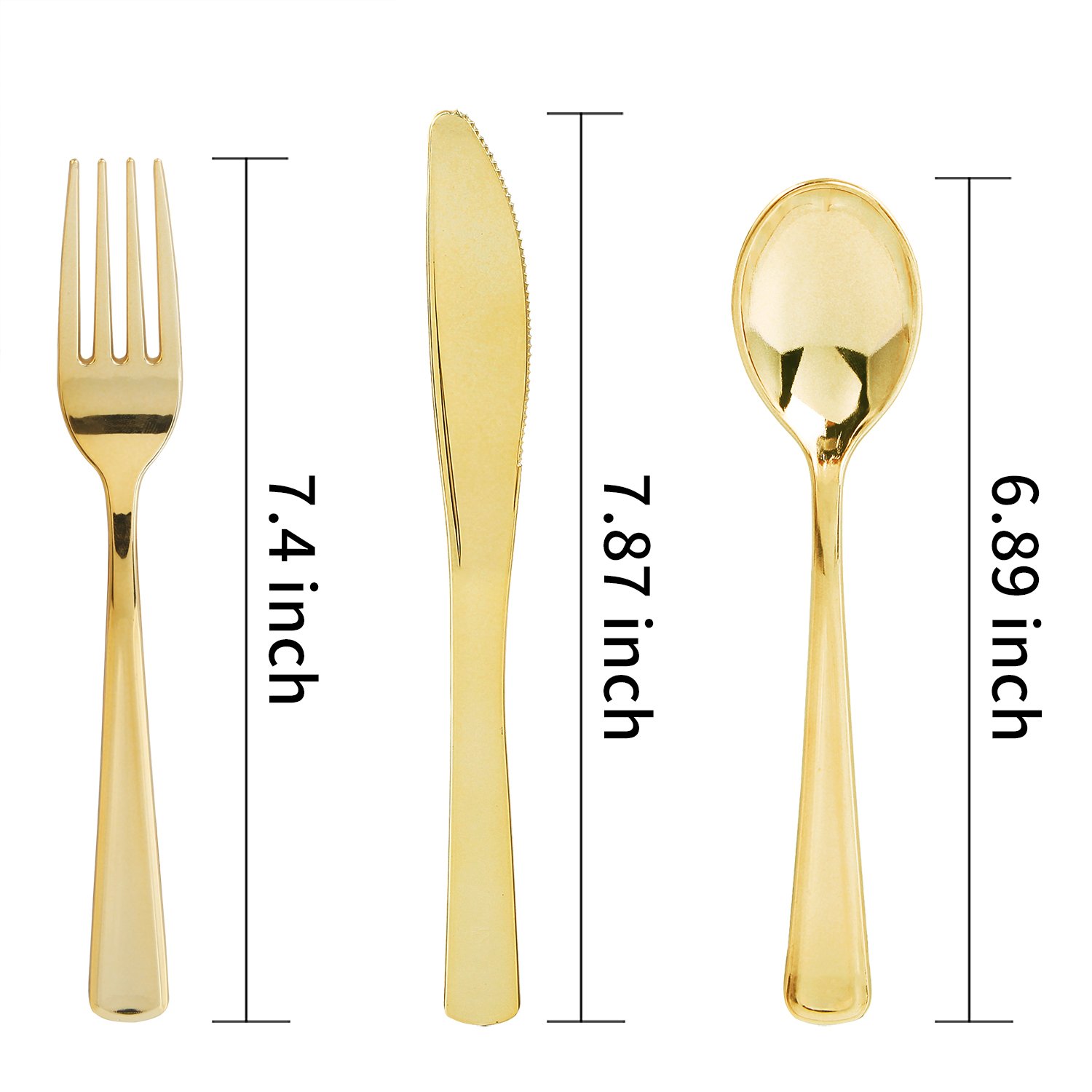 180-Piece Disposable Gold Plastic Cutlery Set - Heavy Duty Gold Silverware (60 Forks, 60 Knives, 60 Spoons) for Parties, Weddings, Catering & Outdoor Events - Elegant Plastic Flatware for Special Occasions