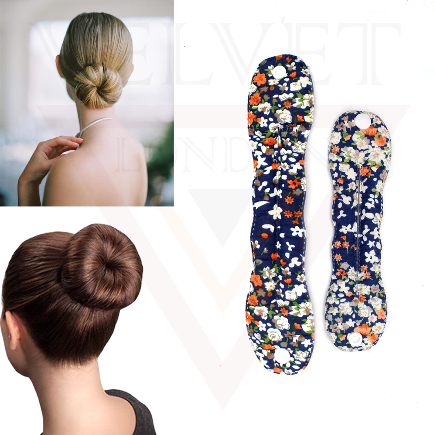 2Pcs Floral Magic Bun Wraps - Hair Donut Twisters & Roll Clips for Women & Girls | Easy Ponytail & French Twist Styling Tools | Perfect for Weddings, Parties & Everyday Hairstyles