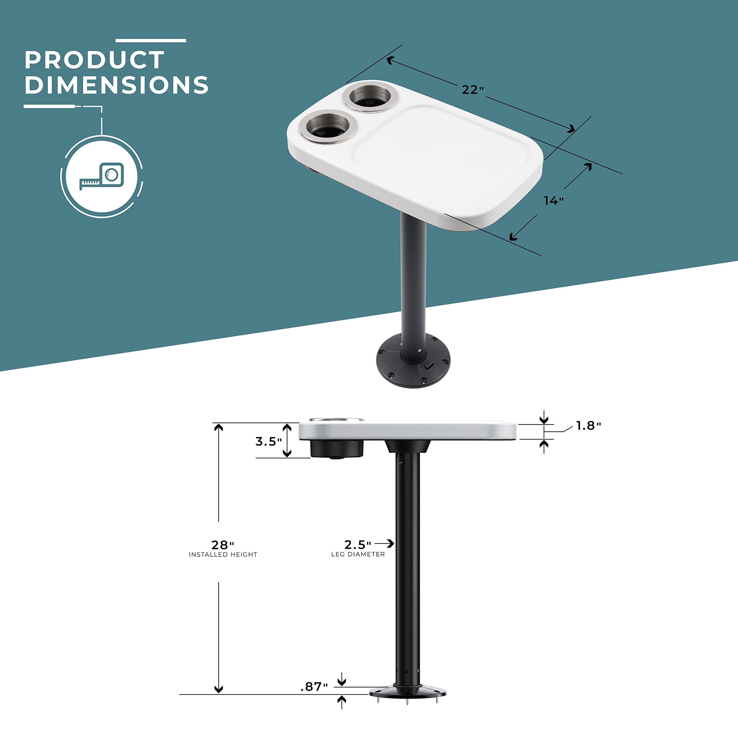 Manufacturers' Select ITC Marine Cocktail Boat Table Leg Set - Stainless Steel Pontoon Table Pedestal for Boats & Yachts | Perfect for Outdoor Dining, Cocktail Parties & Nautical Decor