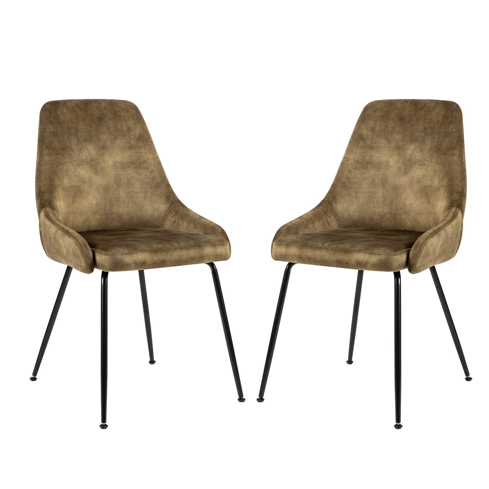 LEEJAY Olive Green Velvet Upholstered Dining Chairs Set of 2 - Mid-Century Modern High Back Kitchen Chairs with Metal Legs for Dining Room, Living Room & Office | Comfortable Seating for Entertaining Guests