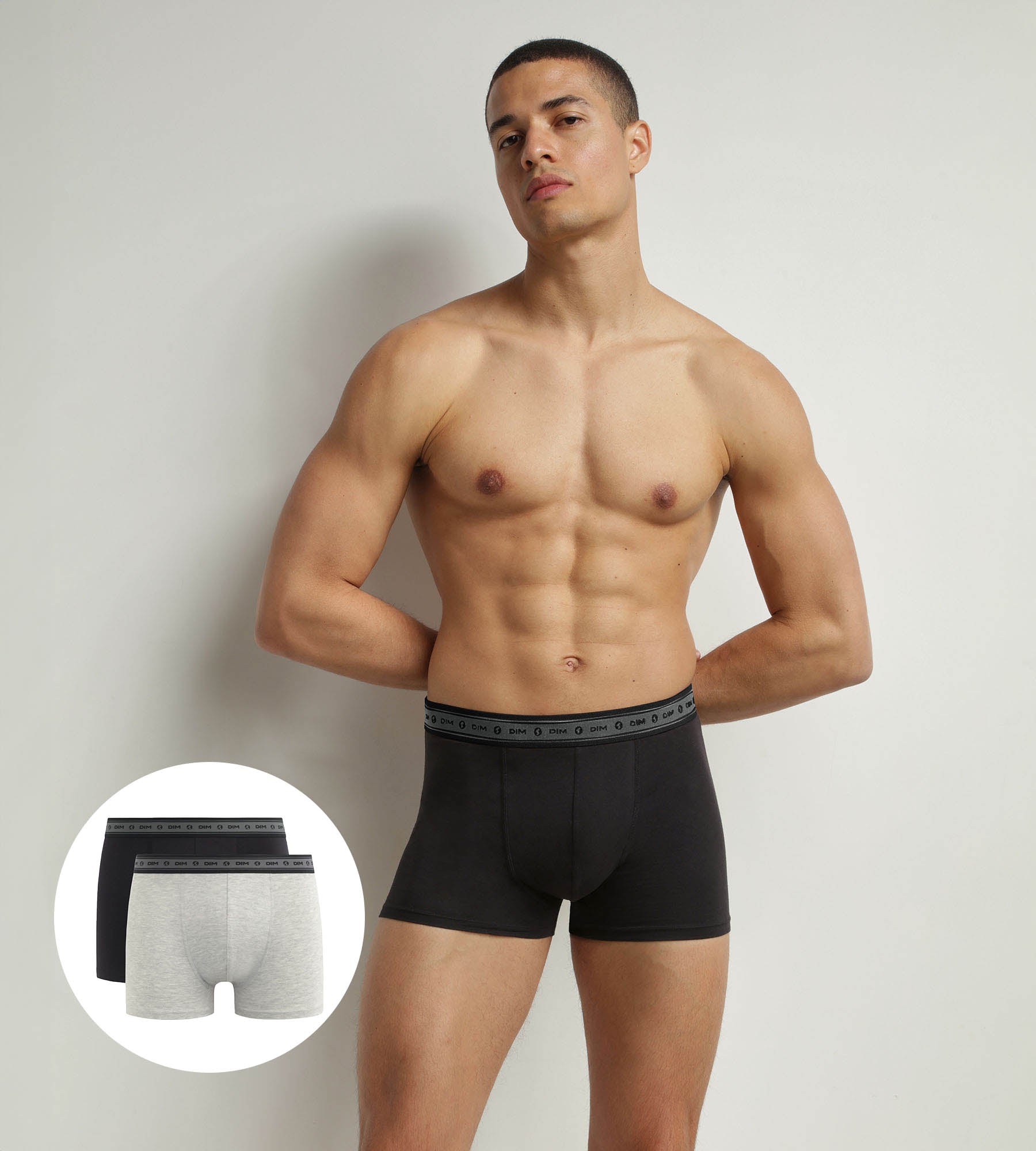 Organic Cotton Men's Boxer Briefs 2-Pack - Black & Pearl Gray | Soft, Breathable & Comfortable Underwear for Everyday Wear, Workout & Travel | Dim Good Brand