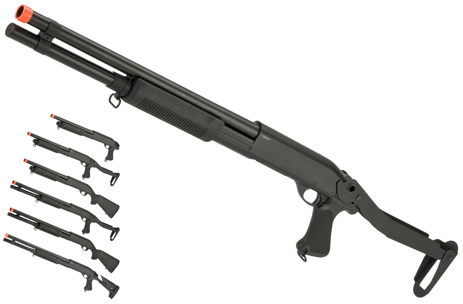 CYMA Standard Full Metal M870 3-Round Burst Multi-Shot Shell Loading Airsoft Shotgun with Folding Stock - Realistic Tactical Training & Outdoor Airsoft Games